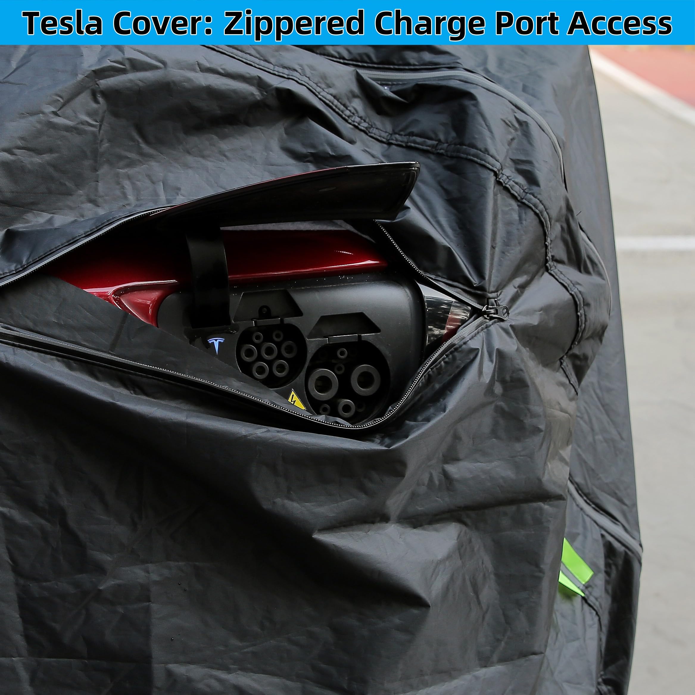 Tesla Model Y Car Cover 2020-2025 Custom Fit with Soft Fleece Lining | 4-in-1 Waterproof Windproof Snowproof UV Protection | Scratch-Resistant Interior | Heavy-Duty All-Season Indoor/Outdoor Cover