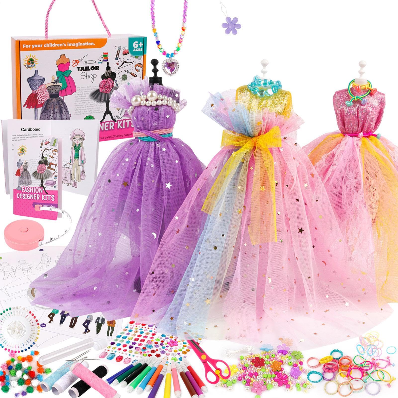 Stylist Kit für Mädchen, Stylisten Kit für Mädchen, DIY Handwerk - Kreativ | Set für Stylisten, 2 Puppenkleidung zur Herstellung von Puppenkleidung, Halloween, Party