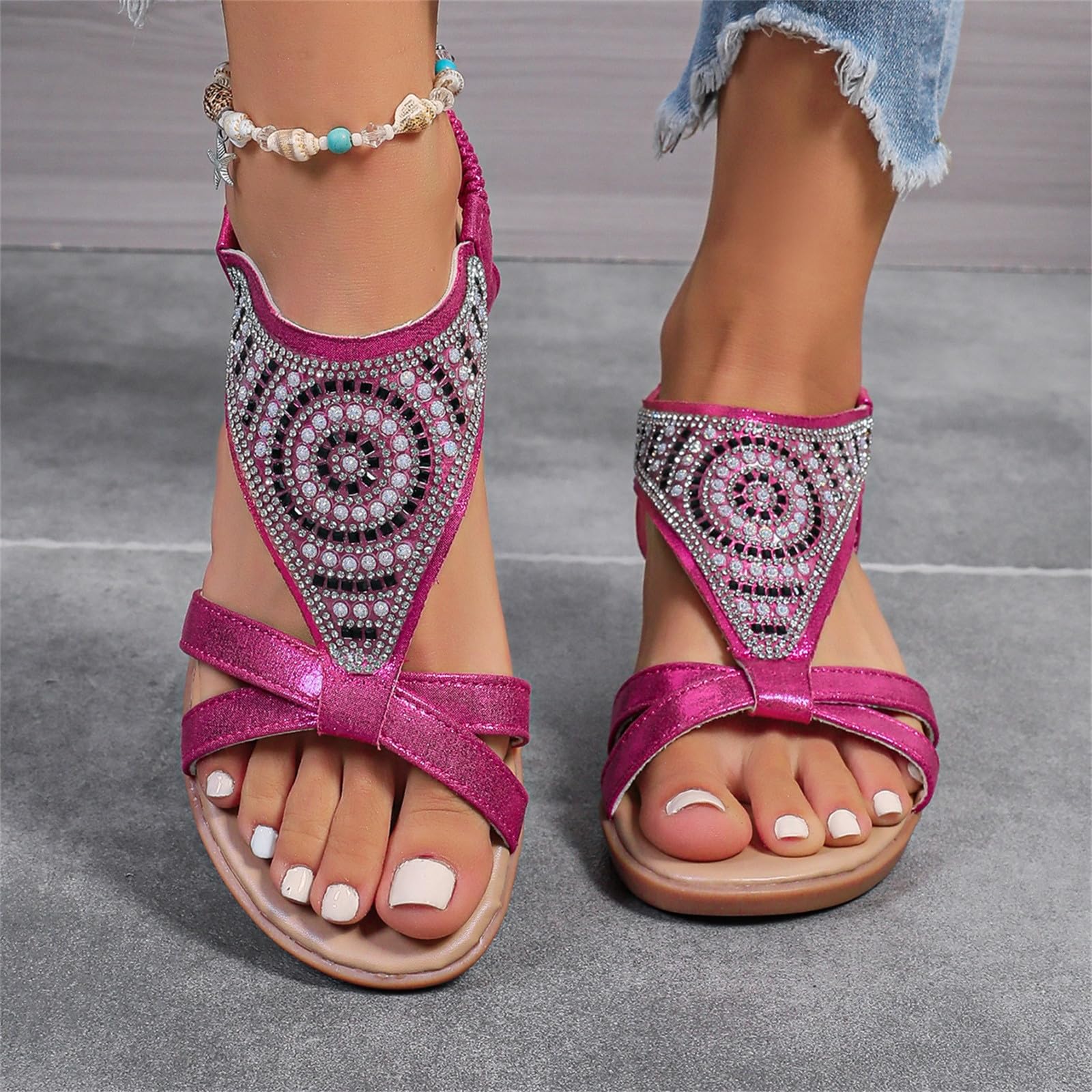 Generico Sandales De Marche Femme Confortables LéGèRes AntidéRapantes Semelle Souple Respirantes Chaussures Femme éTé éLéGantes Mules OrthopéDiques Coupe Large Ville Vacances