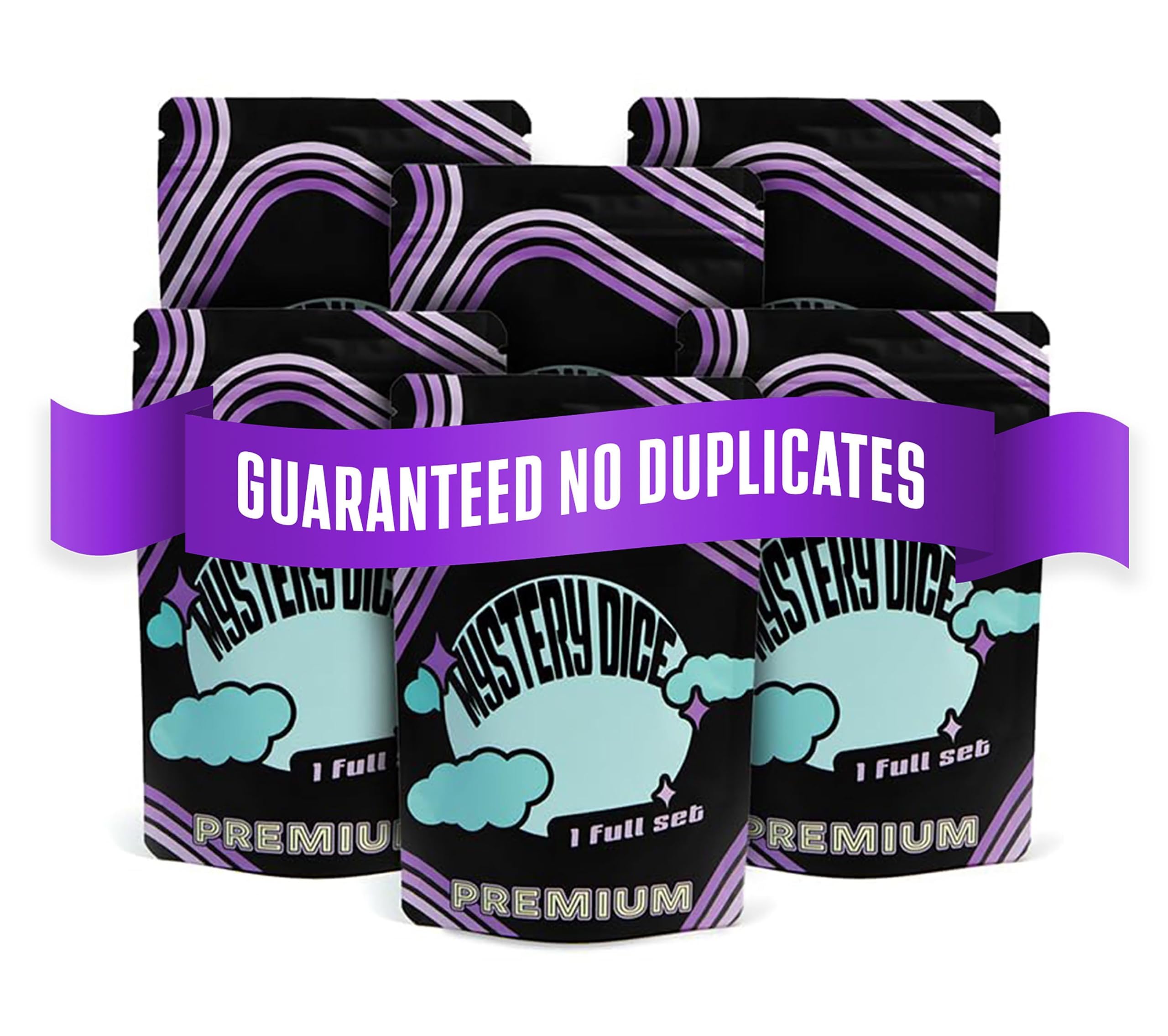 1985 Games Premium Mystery Dice, Set of 7 Polyhedral Dice, Wide Range of Patterns, Gaming Dice, Suitable for Role Playing, Table Games (Premium Mystery Pack of 6)