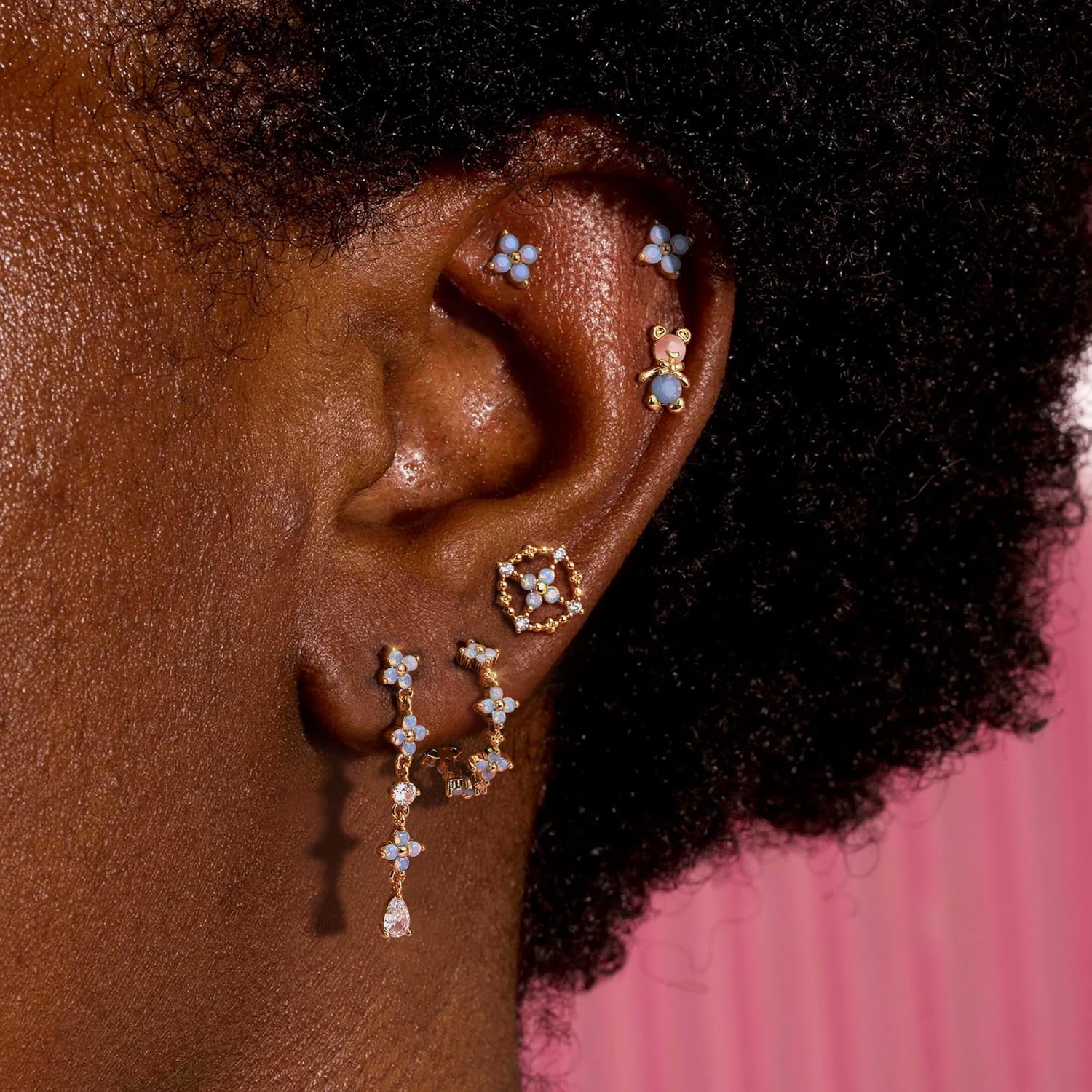 Sterling Silver Post Earrings for Women - Hypoallergenic Cartilage Earrings Dainty 14K Gold Plated Stud Huggie Hoop Earrings Dangle Chain Earrings Gold Plated Jewelry - Image 2