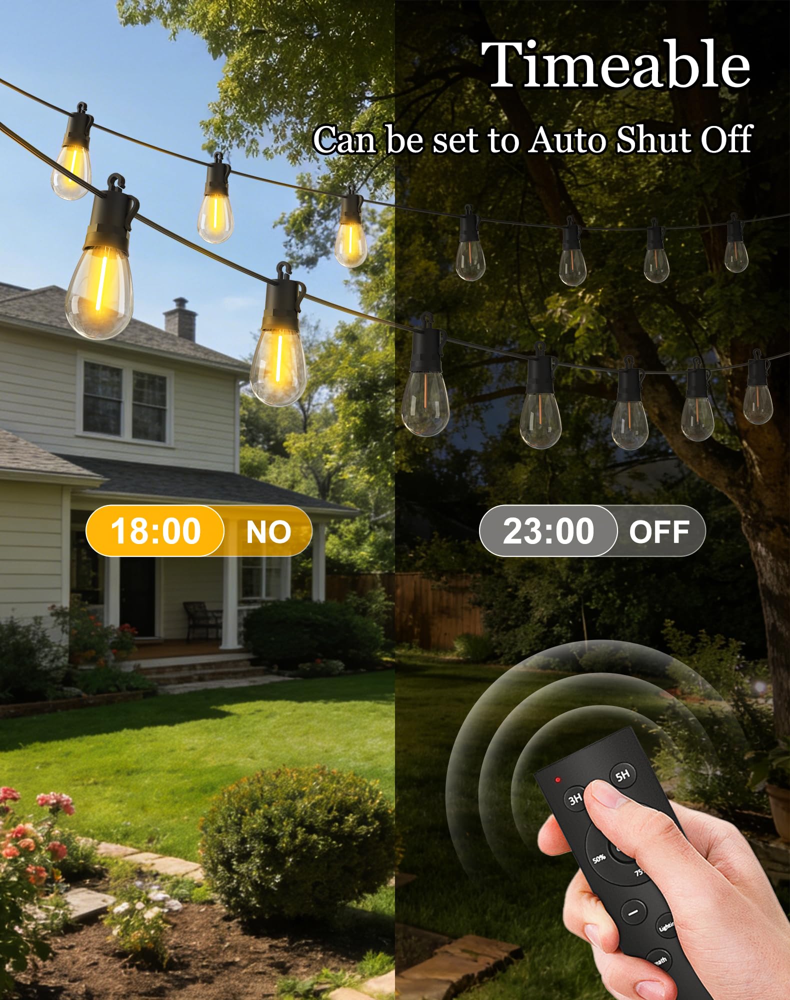 50ft-Solar-Powered-Lights-Outdoor-Waterproof-String Lights-Outside-Patio-Yard-Garden-Fence-Backyard-Deck-Porch-Balcony-Patios-Camping-Battery-Operated-LED-Fairy-Strip-Lighting-Hanging-Edison-Bulbs-S14 - 5
