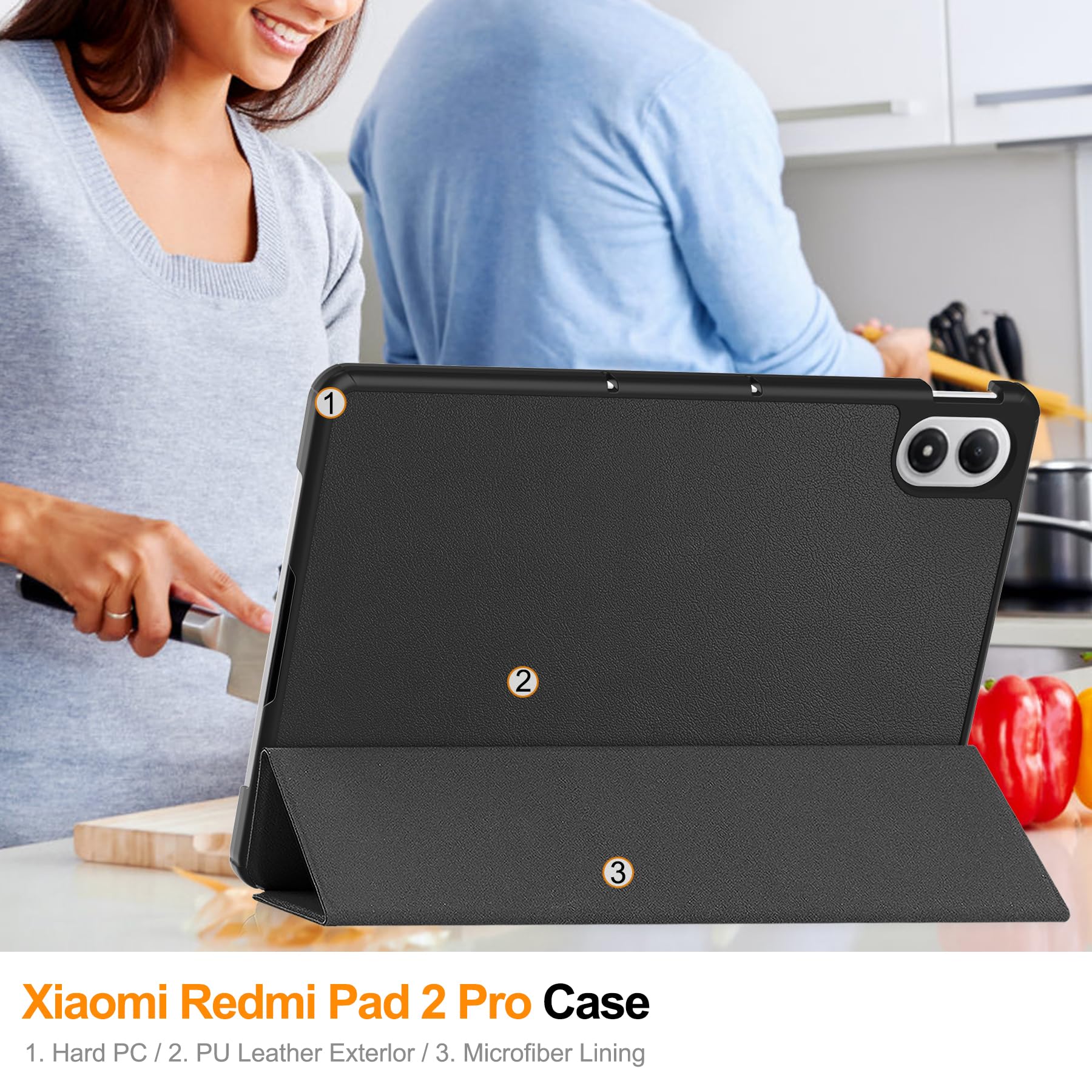 ProElite Case Cover for Redmi Pad 2 Pro 12.1 inch Case, Slim Trifold Flip case Cover for Xiaomi Redmi Pad 2 Pro 12.1 inch Tablet [Auto Sleep Wake Feature], Black — Amazon image 9