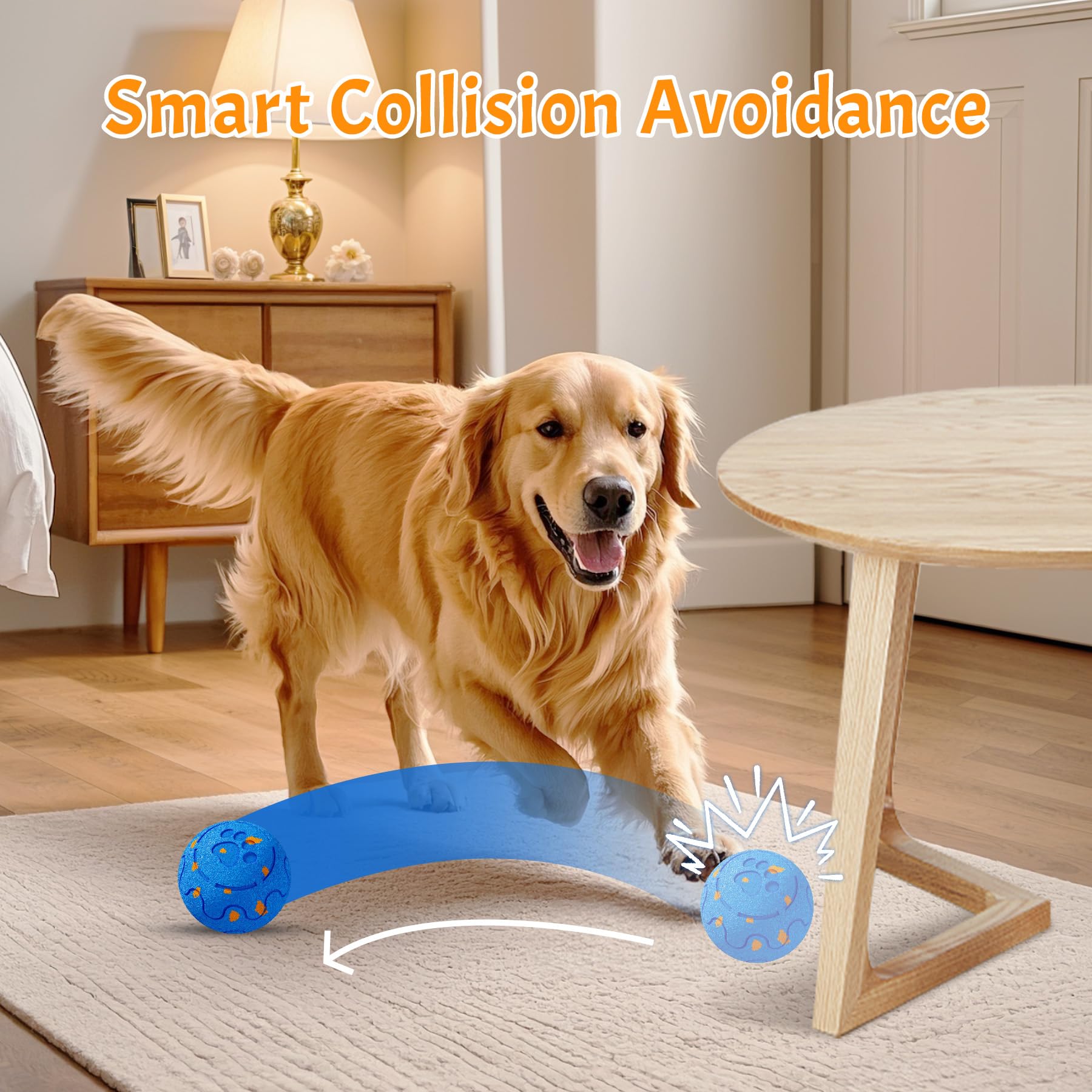 Juguetes interactivos para perros grandes, movimiento inteligente automático, acción de rebote y rodamiento, duradero E-TPU resistente a las mordidas, recargable e impermeable para perros