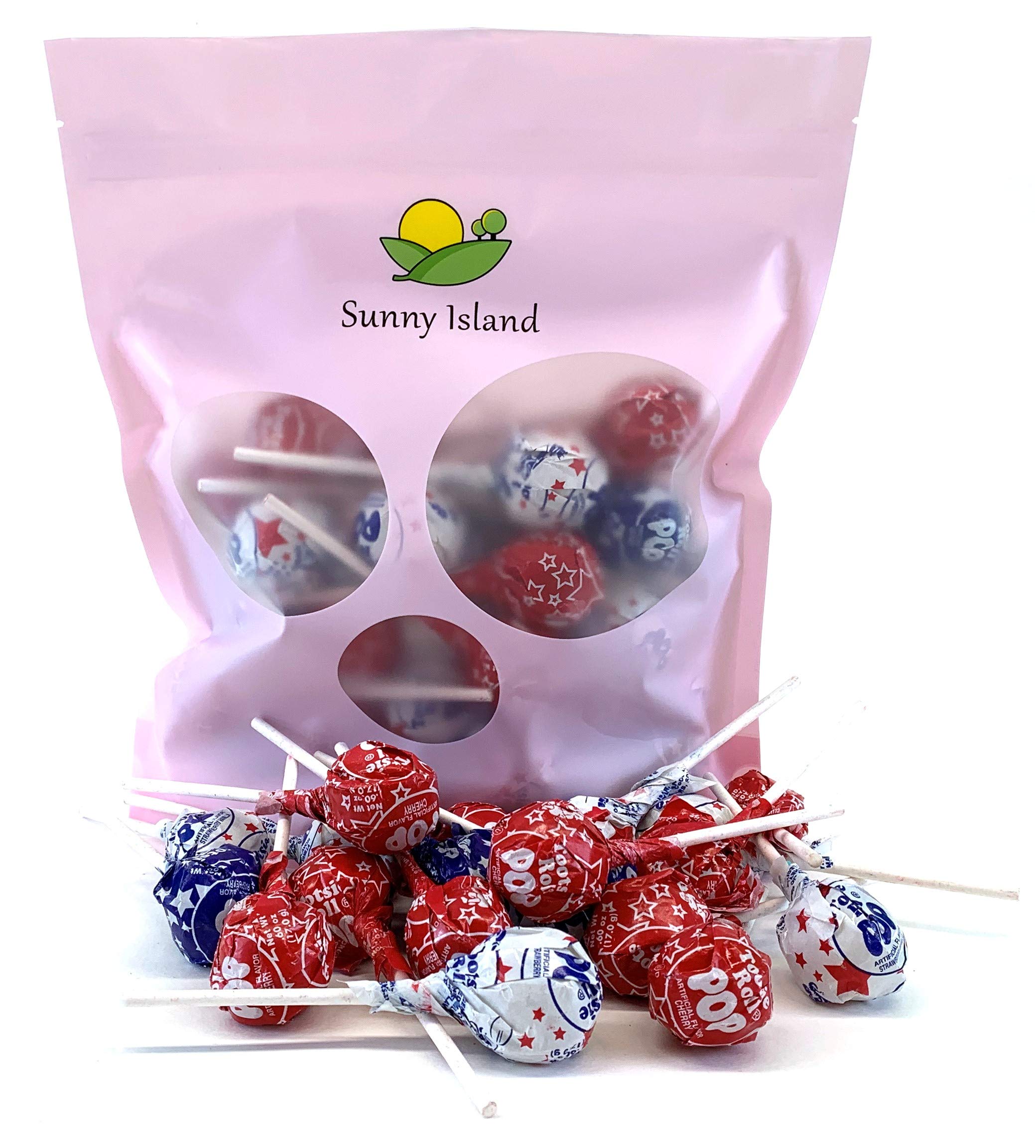 Sunny Island Bulk USA Patriotic Flag Colors Tootsie Pops, Hard Candy