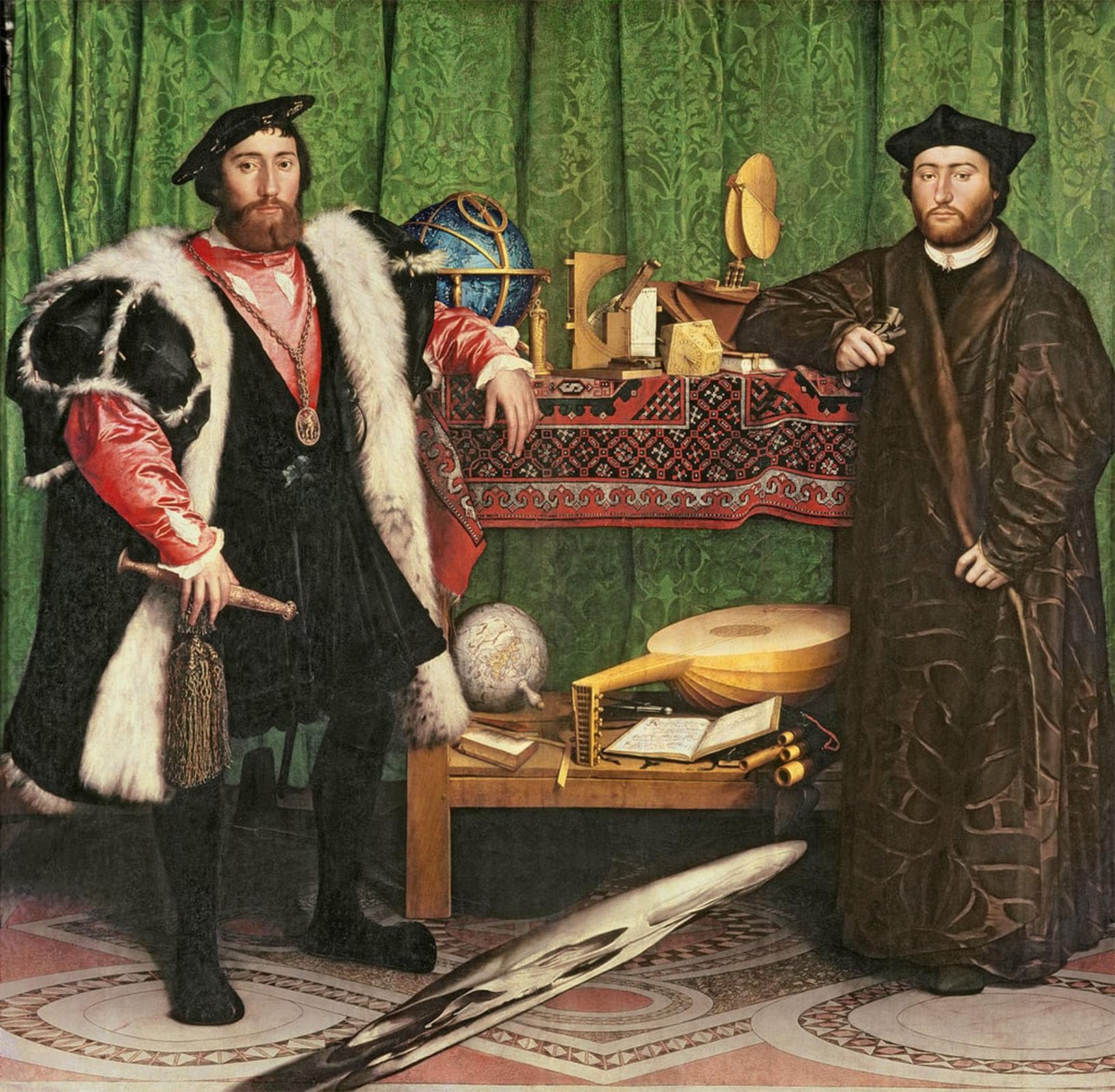 IPLUPJDY Vintage Poster Wall Prints Painting on Canvas the Ambassadors by Hans Holbein Der Jüngere Picture Art Prints for Wall Decor 60x90cm