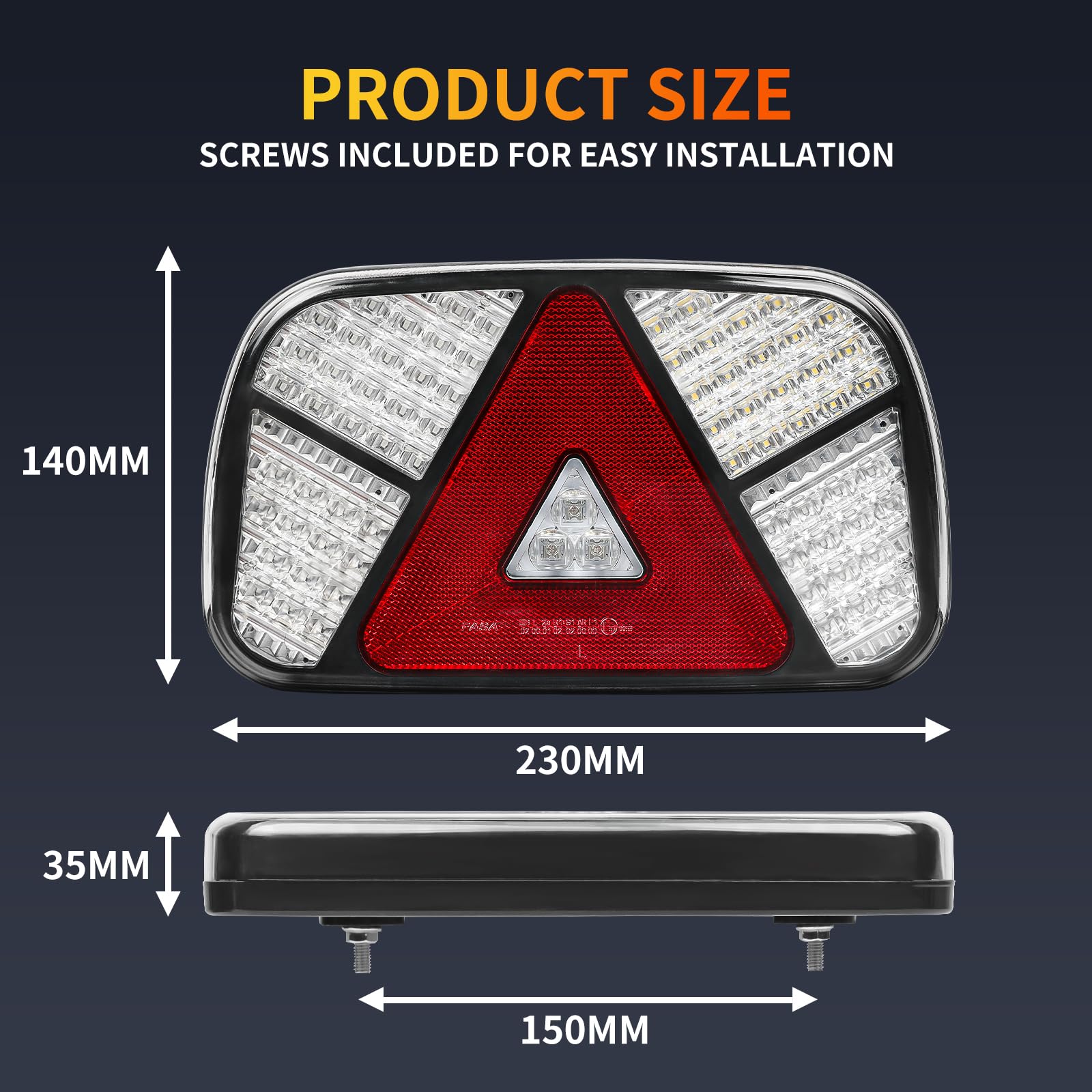 Fanali Posteriori Rimorchio, Illuminazione Fanale Posteriore a LED con Set di Cavi 2x6 Pin 5m, Luce per Rimorchio a 7 Funzioni per Roulotte/RV/Camion/Rimorchio