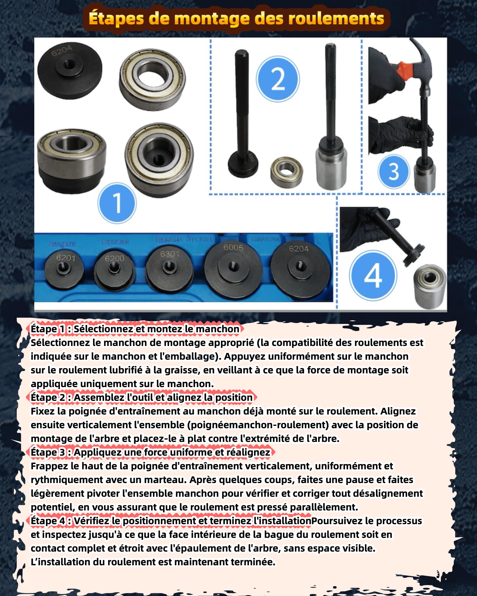 16PCS Velo Extracteur de Roulement Interieur avec Kit Presse à Roulements pour l'installation Roulements Arrache Roulement avec 7 Pince de Serrage à Expansion & Extracteur à Deux Mâchoires
