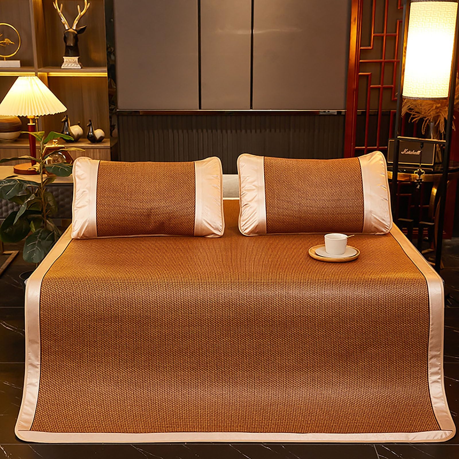 Materassino rinfrescante estivo in bambù, pieghevole, traspirante, per climi caldi, leggero, design ecologico, perfetto per letto singolo/matrimoniale, stile tradizionale cinese