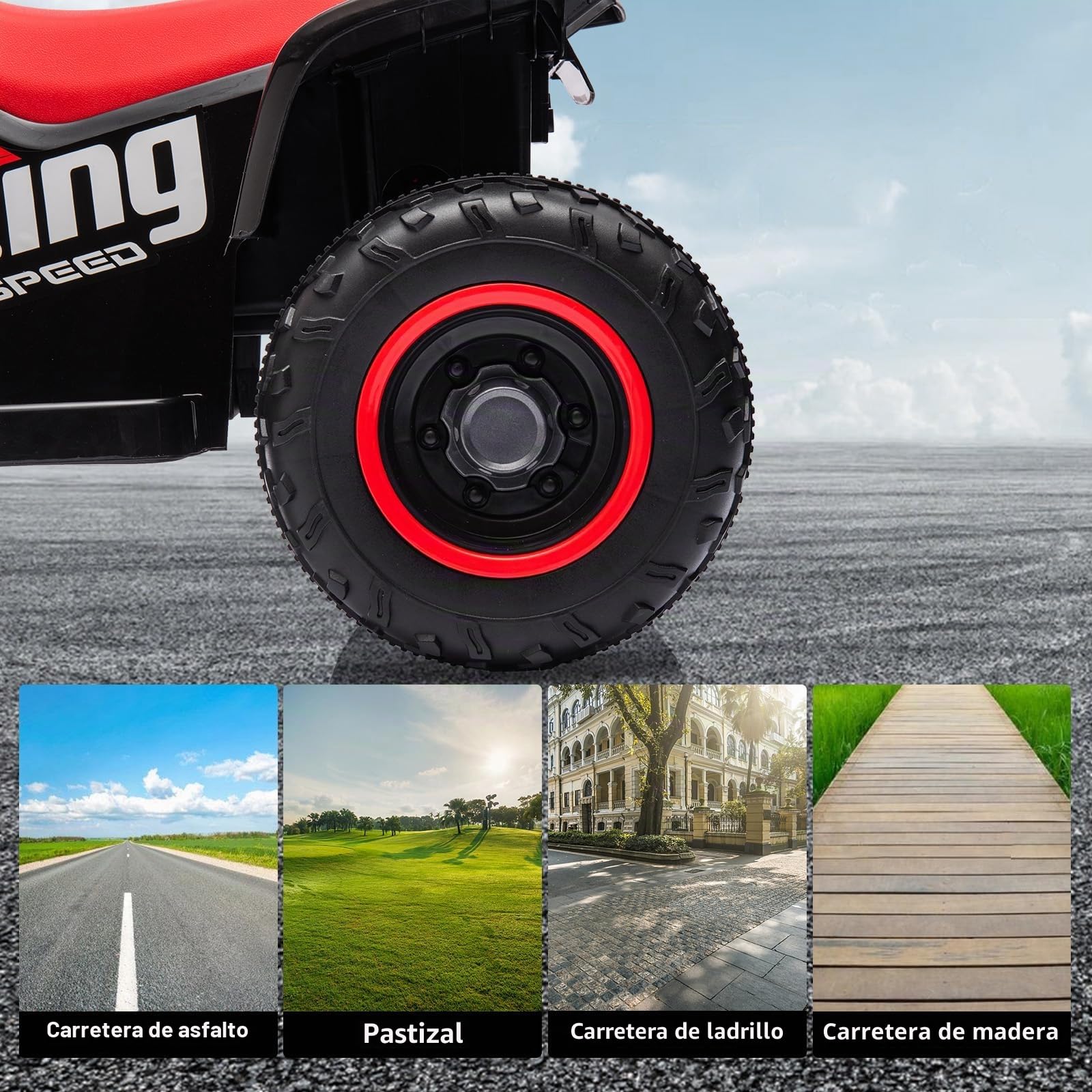 Garvee Quad Eléctrico Niño 6V, Coche Eléctrico para Niños con LED Y Música, 1,8 km/h con Botón, Arranque de Larga Autonomía, ATV para Niños 3+ Años