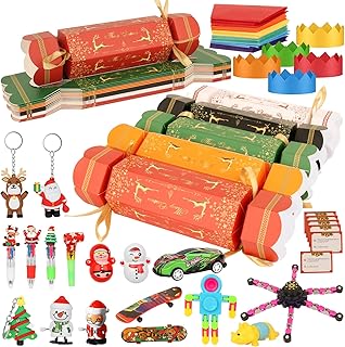 15 Packs DIY Christmas Crackers Kit, Make Your Own Crackers Set, Christmas Party Favors Paper Boxes with Hats, Toys, Ribbo...