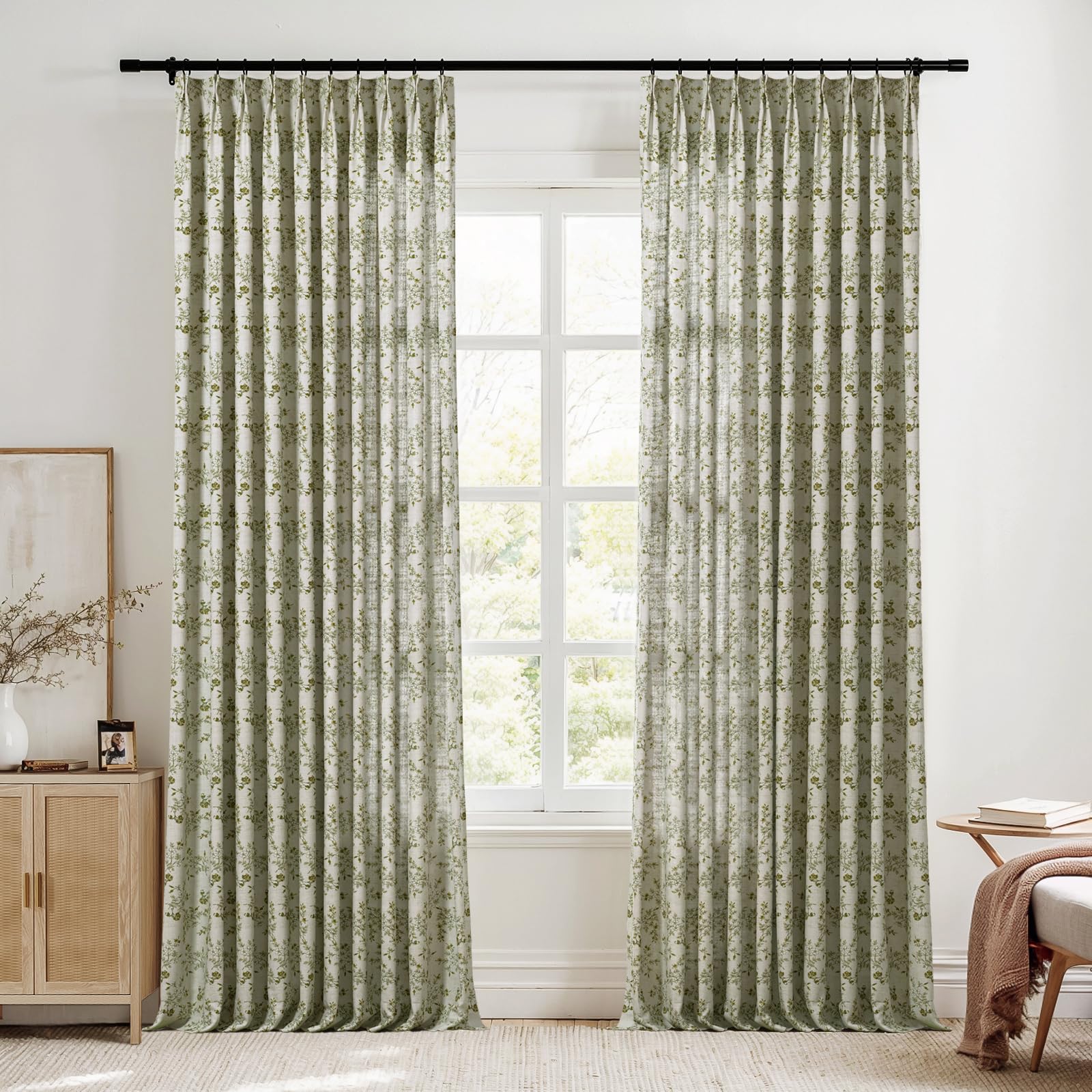 Amazon.com: TWOPAGES Pinch Pleat Floral Curtain 96 Inch Long Light