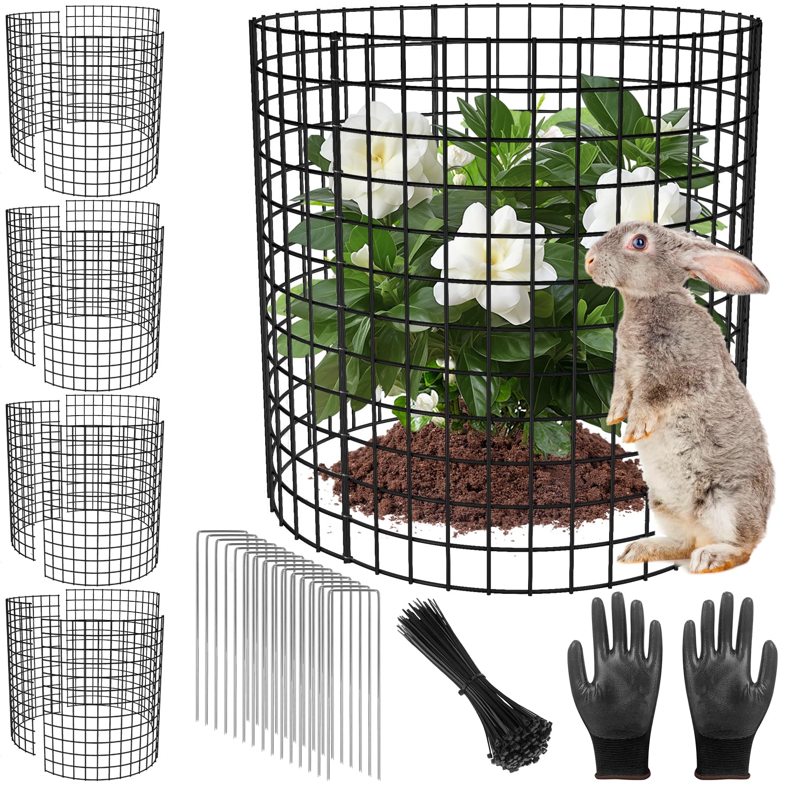 5 Pack Plant Protector from Animals, 17x14 inch Wire Plant Cages Mesh Plant Cage Garden Plant Protector, Sturdy Bunny Barricades Chicken Wire Cloche Plant Protectors for Keeping Bunny Animals Out