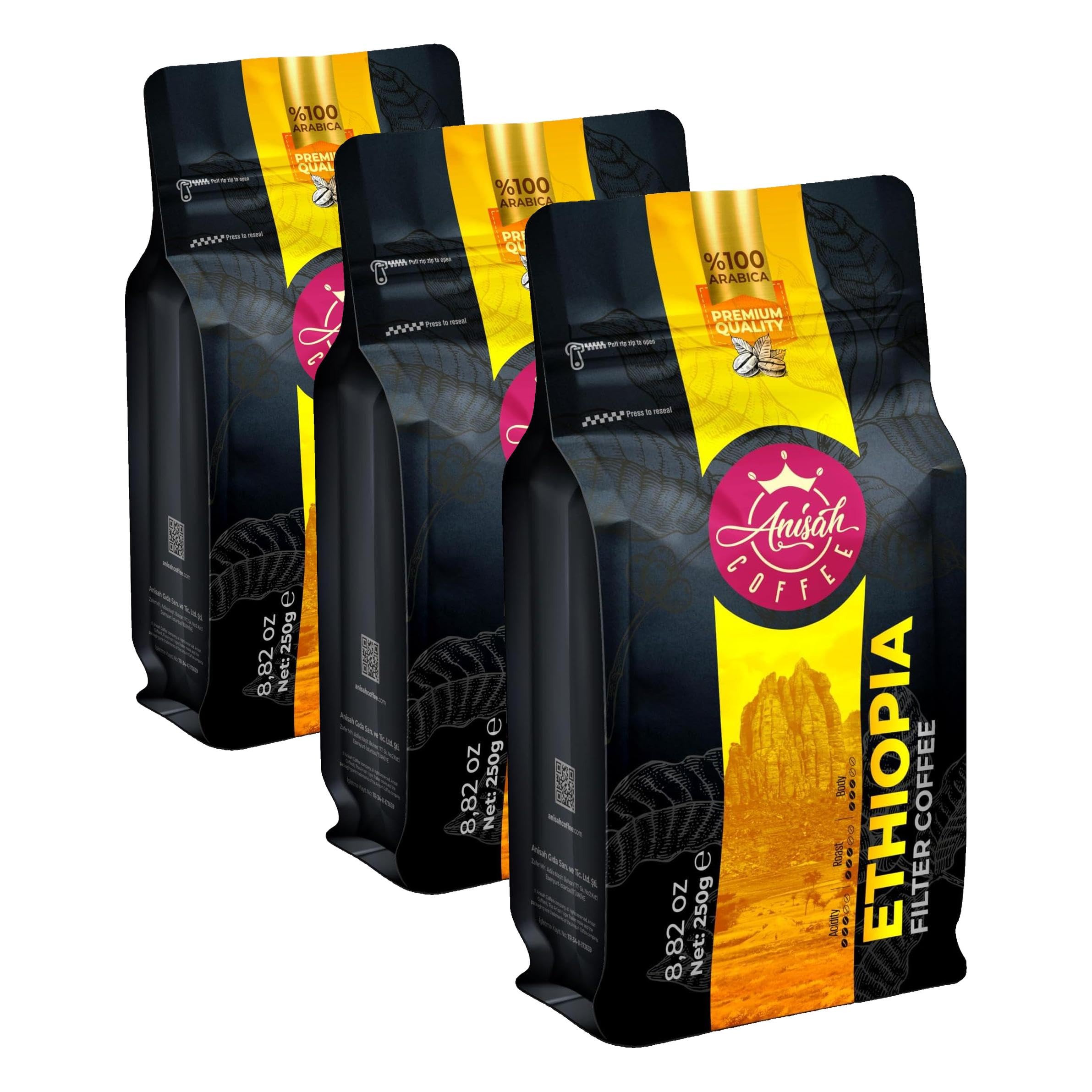 Anisah Coffee Etiyopya Öğütülmüş Filtre Kahve 250gr (3 paketi)