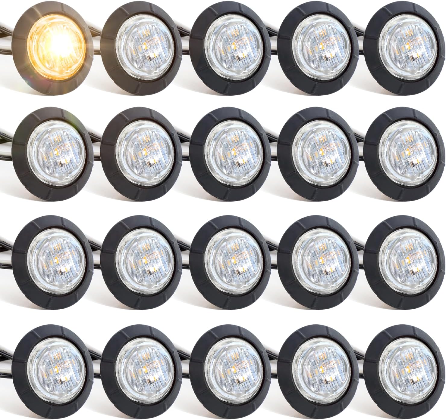 MADCATZ 20 Pcs 11/4 inch Round Clear Lens Amber Bullet