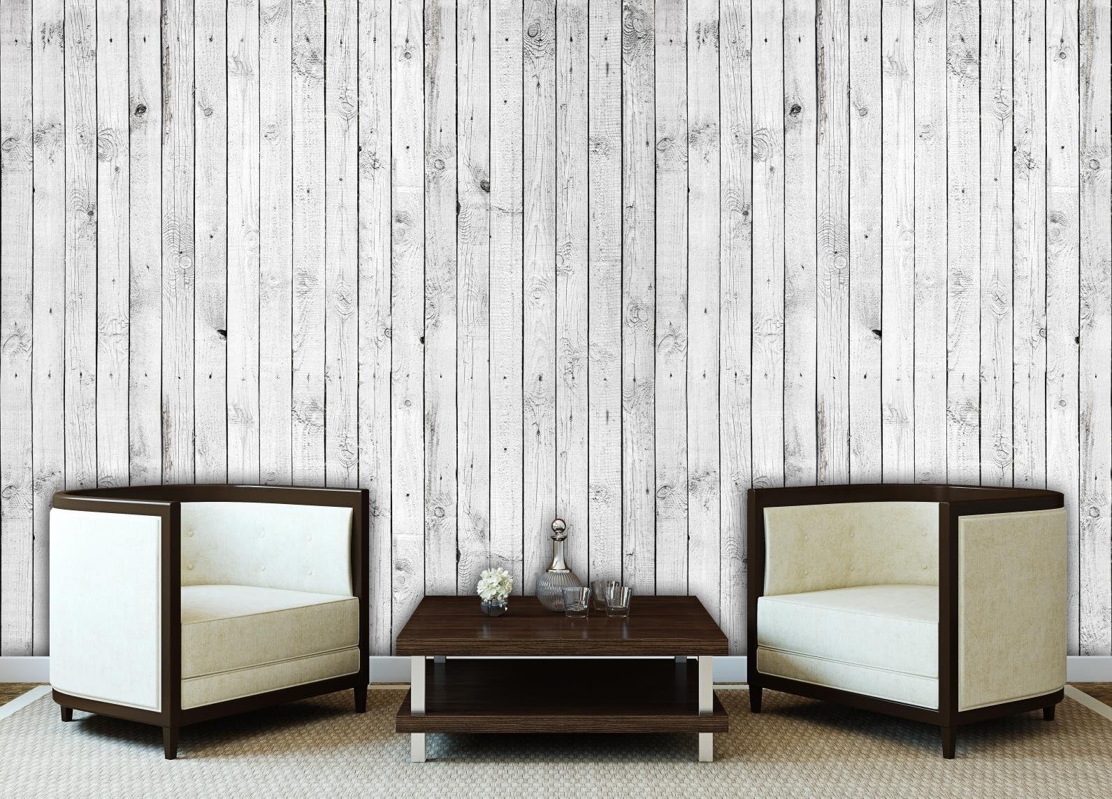 White Wood Planks Texture Wallpaper Mural