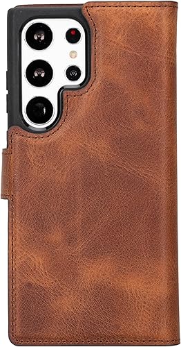 Miniatura 5 de Funda de piel auténtica de alta calidad compatible con Galaxy S23 Ultra  hecha a mano  Funda magnética fuerte desmontable con tarjetero y soporte