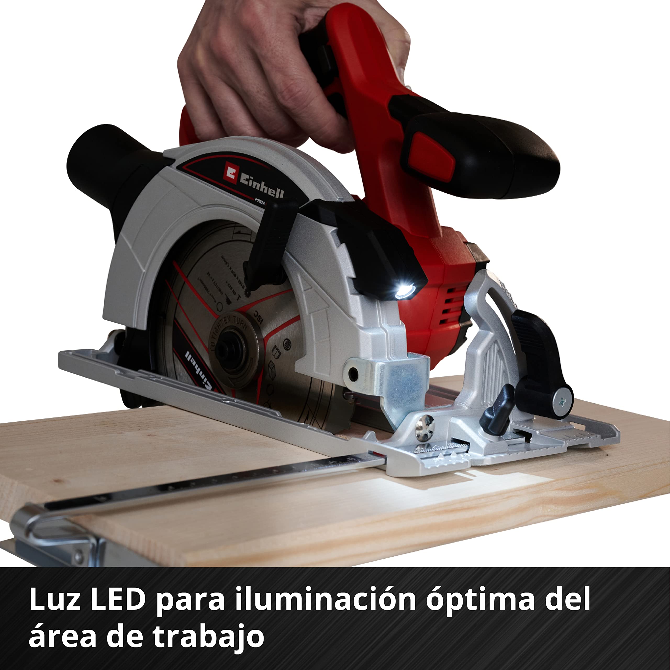 Einhell Sierra circular inalámbrica TE-CS 18/165-1 Li-Solo Power X-Change (iones de litio, 18 V, 4.200 min-1, gran estribo de agarre, bloqueo de husillo, incl. hoja de sierra de metal duro)