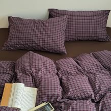 Purple Indigo Plaid Gingham Duvet Cover Washed Cotton Plum Twin XL