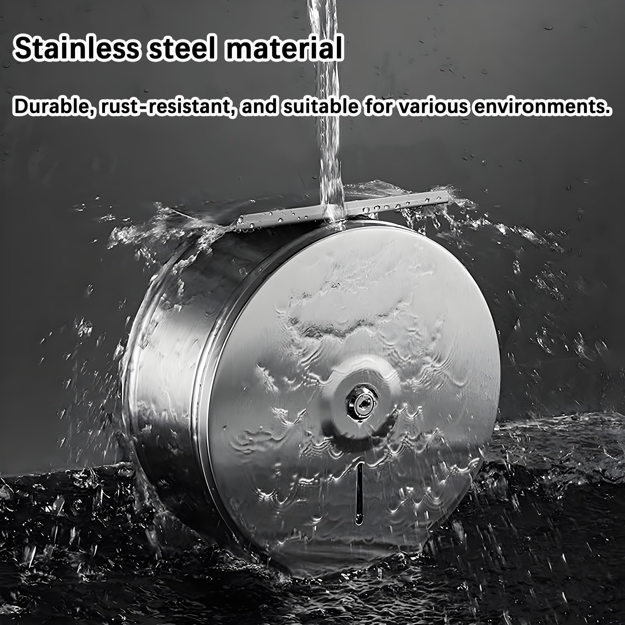 NICEME Dispenser carta igienica commerciali, Funzione di blocco, Distributore industriale medio di rotoli, Diametro 255mm Mandrino 40mm, Argento