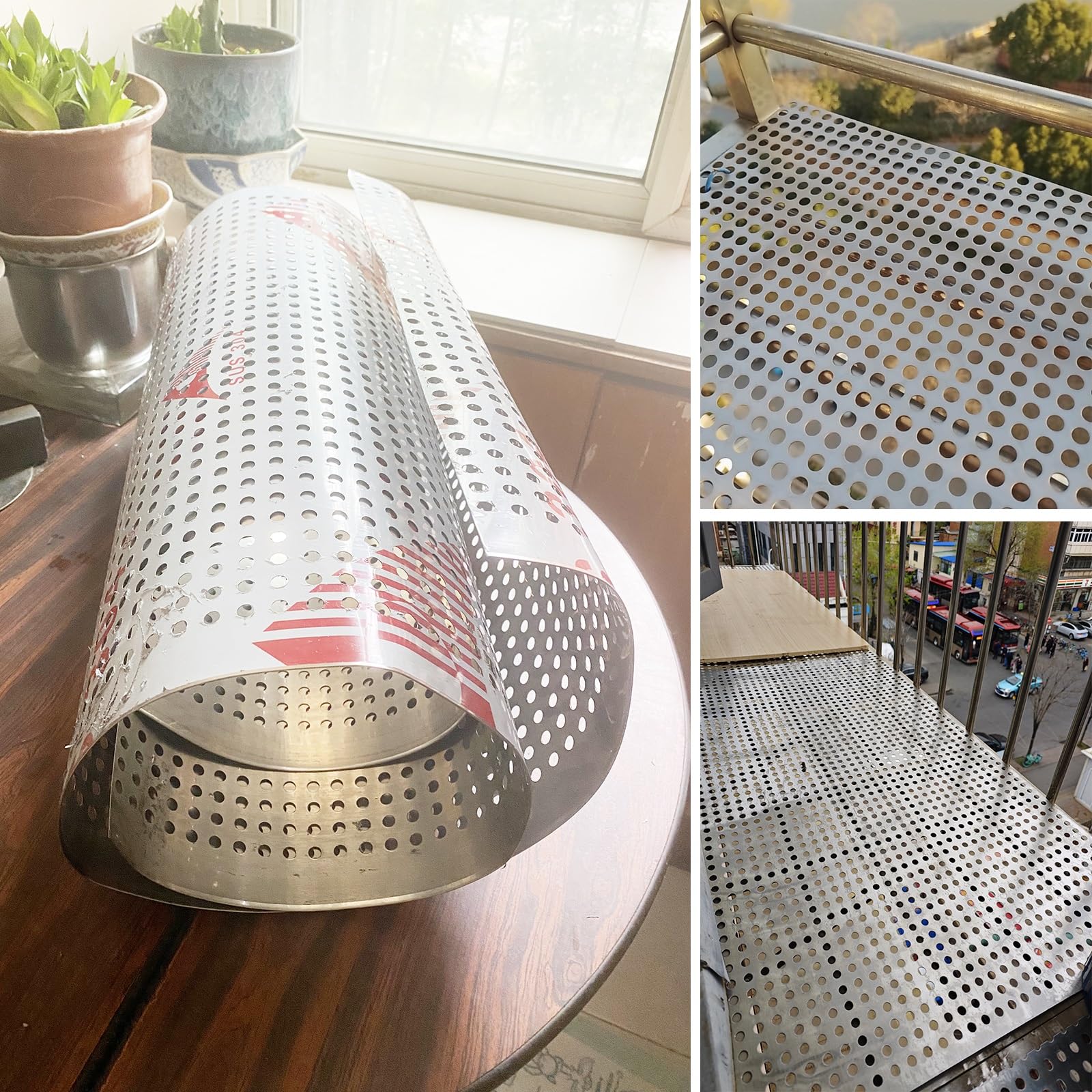 Lámina perforada de acero inoxidable 304，Hojas de Metal Perforado，Chapa Perforada de Acero Inoxidable 304 con Ranuras，para Interior/Exterior，rejilla perforada