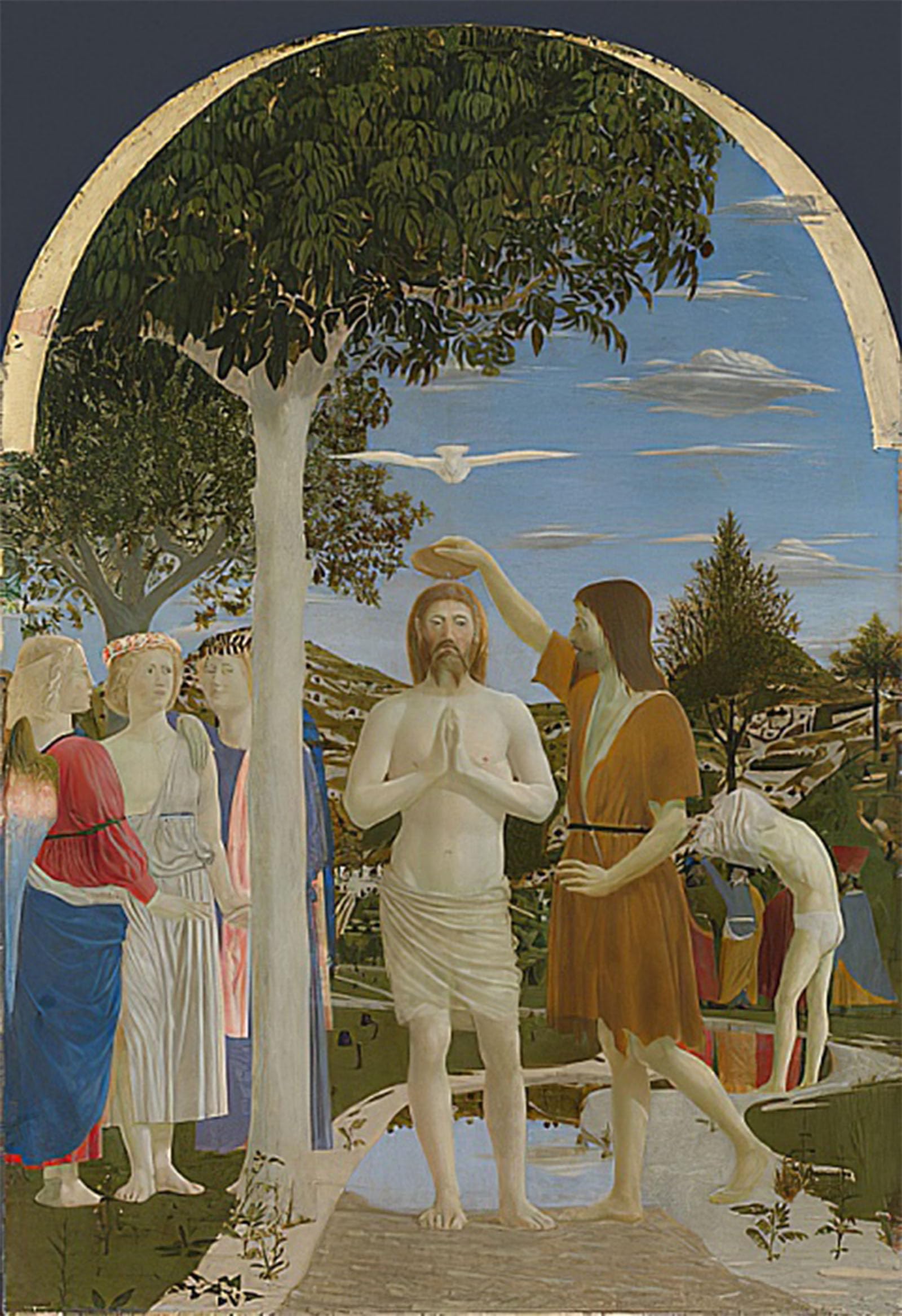 RZHRHJES Famous Painting Poster Art Canvas Print Retro Picture the Baptism of Christ by Piero Della Francesca Poster Wall Art for Home Decor 60x90cm