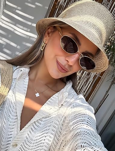 Miniatura 2 de Retro Oval Sunglasses for Women Men, 2025 Gold Metal 70s Shades Trendy 90s Sun Glasses