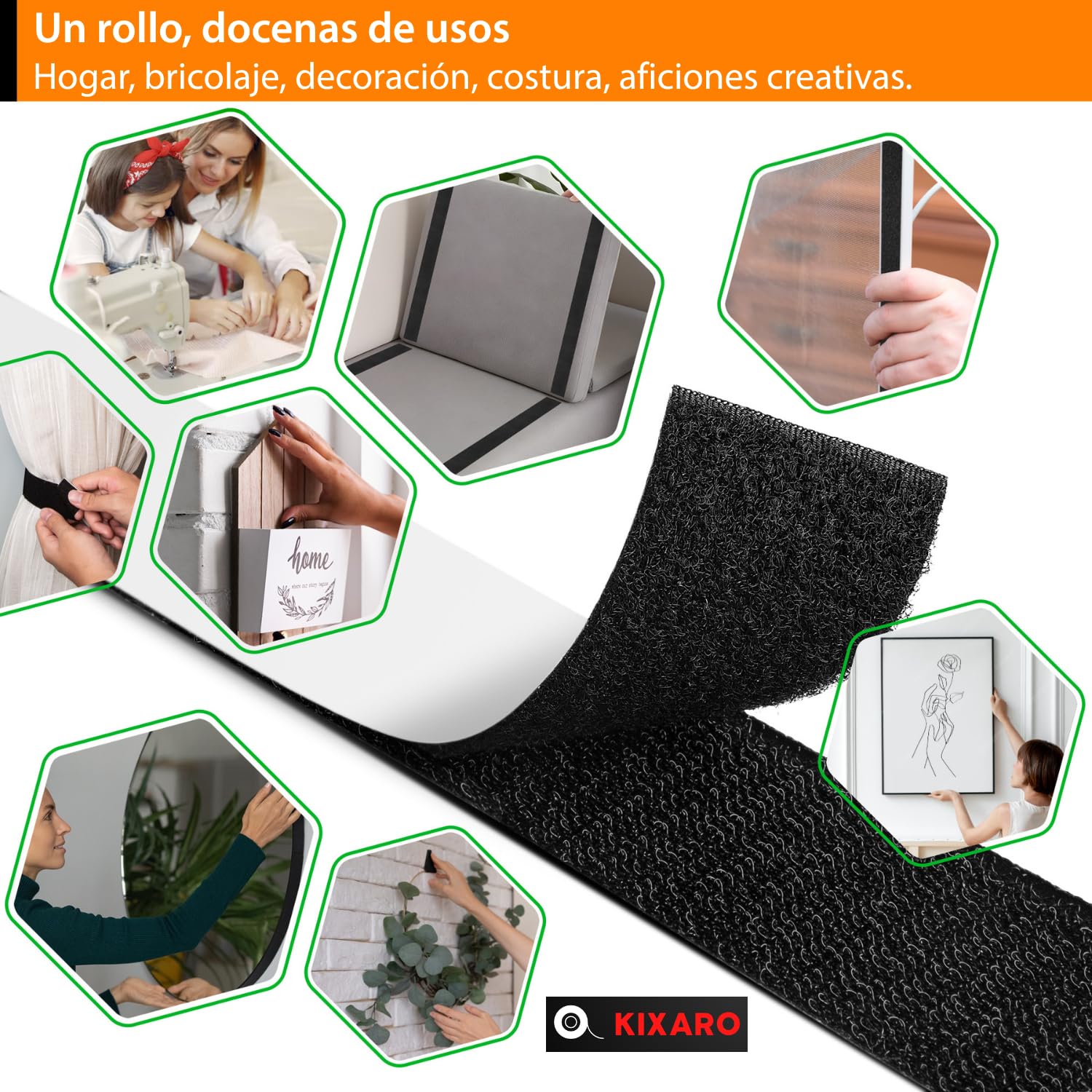 Cinta Gancho Doble Cara Negro Adhesivo Extra Fuerte Ancho 11cm X 2 M Adhesivo Fuerte para Tela Mosquiteras Alfombras Textil Sofa Ropa ✯GARANTÍA DE POR VIDA✯ Cinta Rollo Hook y Loop Tape Gancho y Lazo