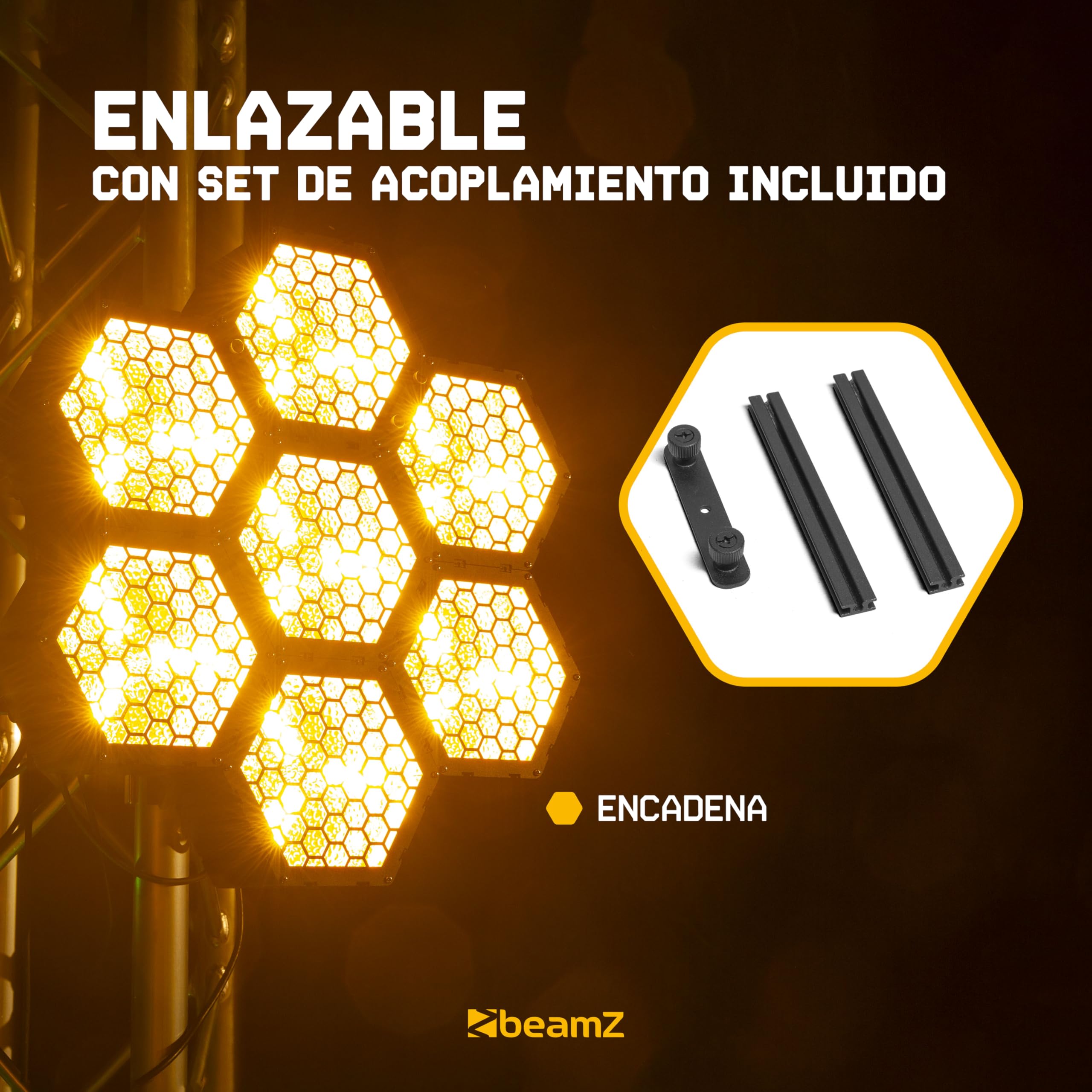 BeamZ RB90 - Pack 7 Cegadoras Retro LED RGB Blanco Calido 3x30W DMX 16/34 Canales 72 LED SMD RGB Dimmer Lineal 100% Efectos Automaticos Master Slave Iluminacion Escenica Profesional