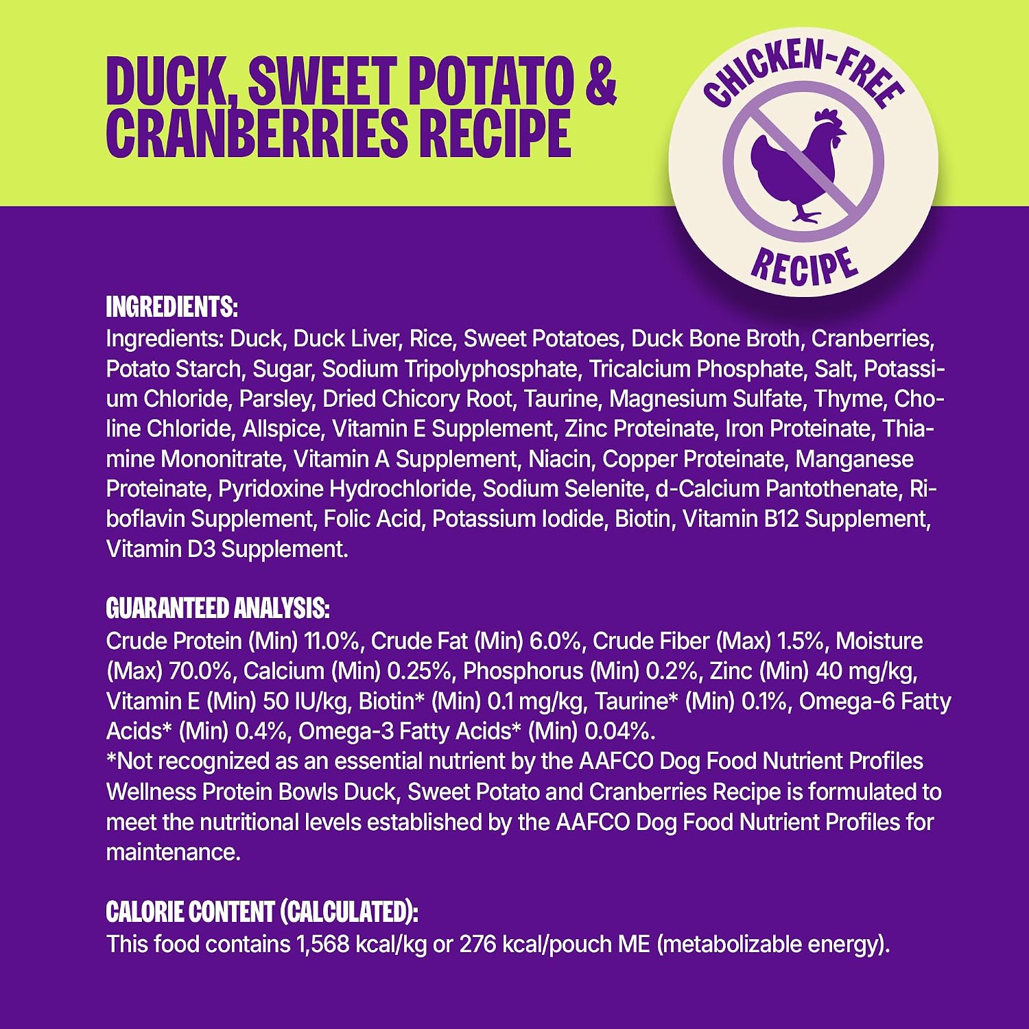 Wellness Protein Bowls, Adult Wet Dog Food, Wholesome Grains, 6.2 Ounce Pouch, 6 Pack, (Duck, Sweet Potato & Cranberries Recipe)