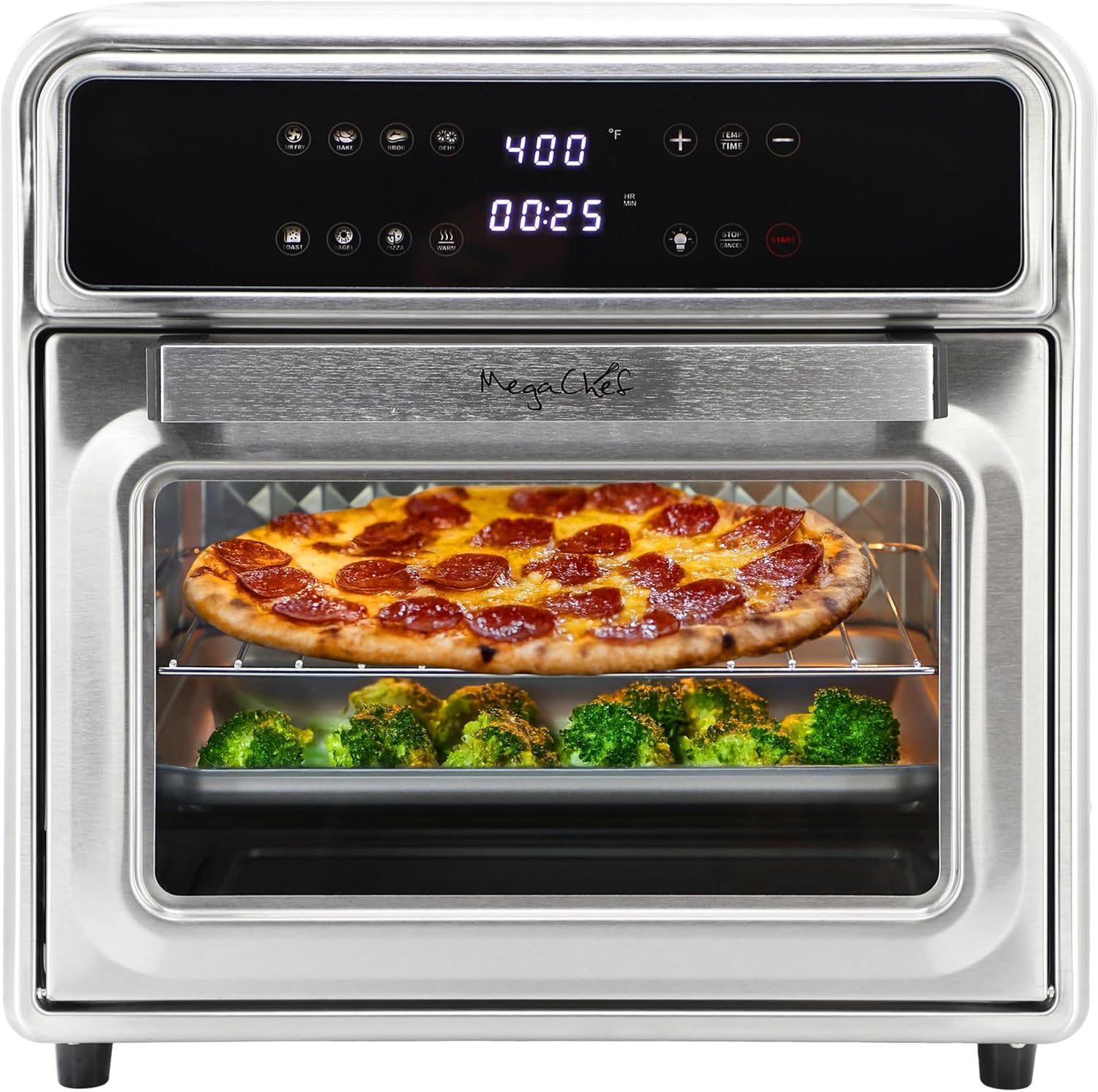 MegaChef 21 Quart Stainless Steel Digital Electric Multi-Function Air Fryer and Counter Top Oven with Toast, Bake & Broil Functions MegaChef 21 Quart Stainless Steel Digital Electric Multi-Function Air Fryer and Counter Top Oven with Toast, Bake & Broil Functions