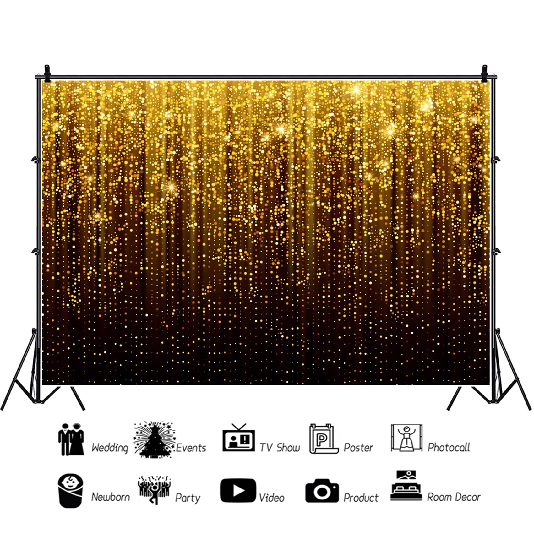 Sfondo Fotografico 2,5x1,8 M – Tappeto Rosso, Nero E Oro Per Compleanno, Matrimonio E Ritratti, Sfondo Ruggente In Vinile