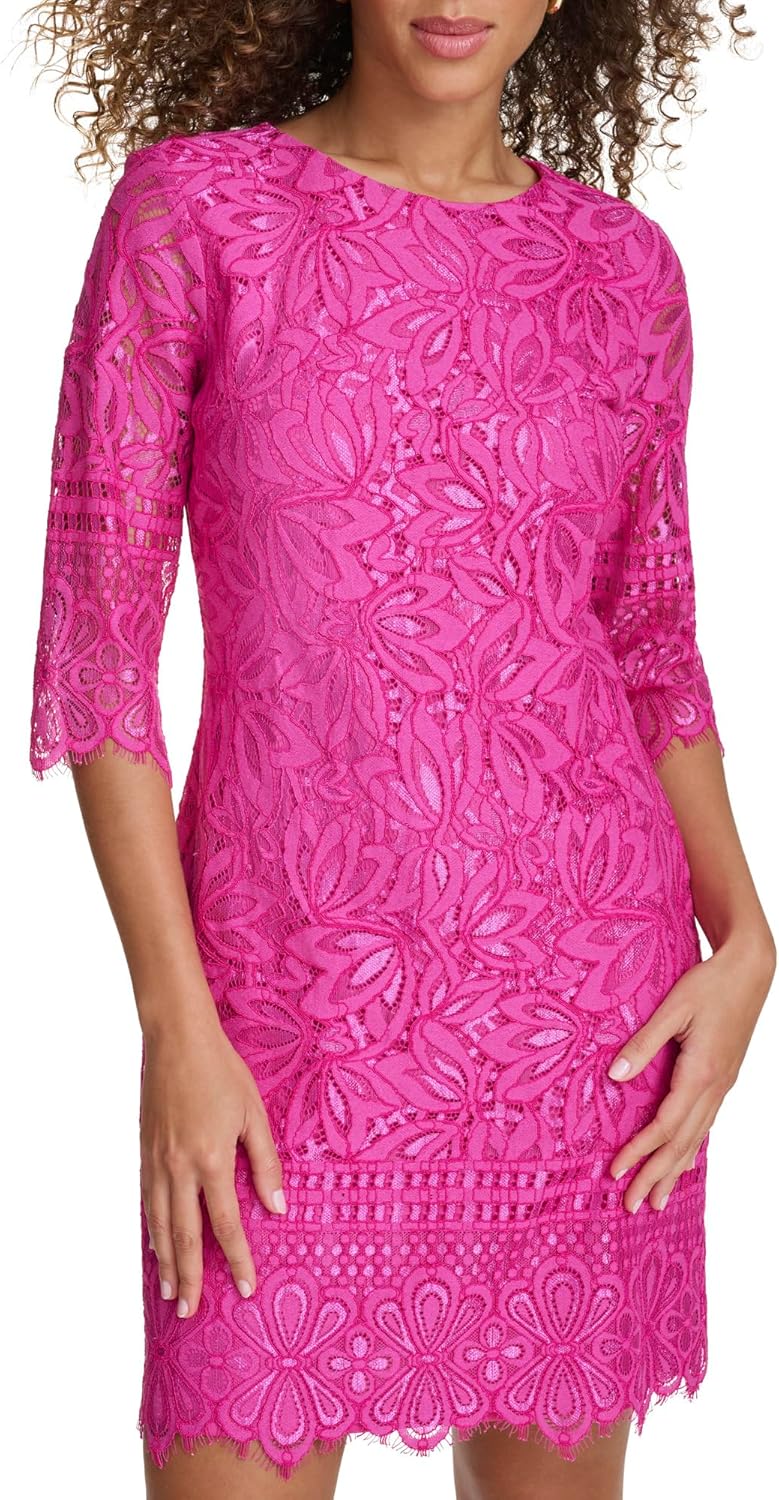 Kensie Womens 1/2 Sleeve Lace Mini Dress