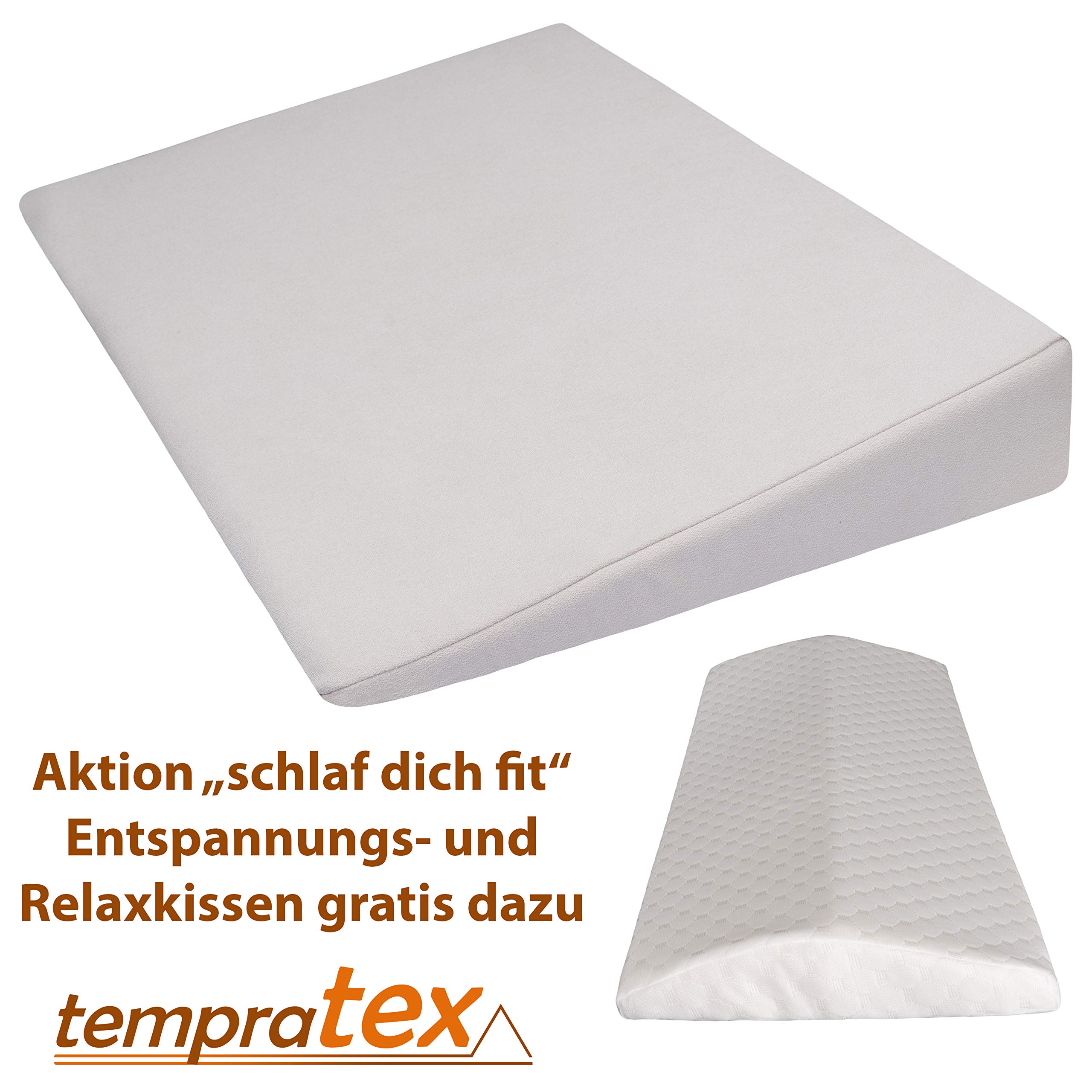 Bettkeil Keilkissen Schlaferhöhung + Nackenkissen Gratis dazu! Als Bein- oder Rückenkissen für Bett und Sofa/Seiten- und Rückenschläfer Matratzenkeil, Matratzenerhöhung 90x60x12 cm (beige) | Matratzenkeil, Inklusive Relax Nackenkissen, Für Bett & Sofa, Al