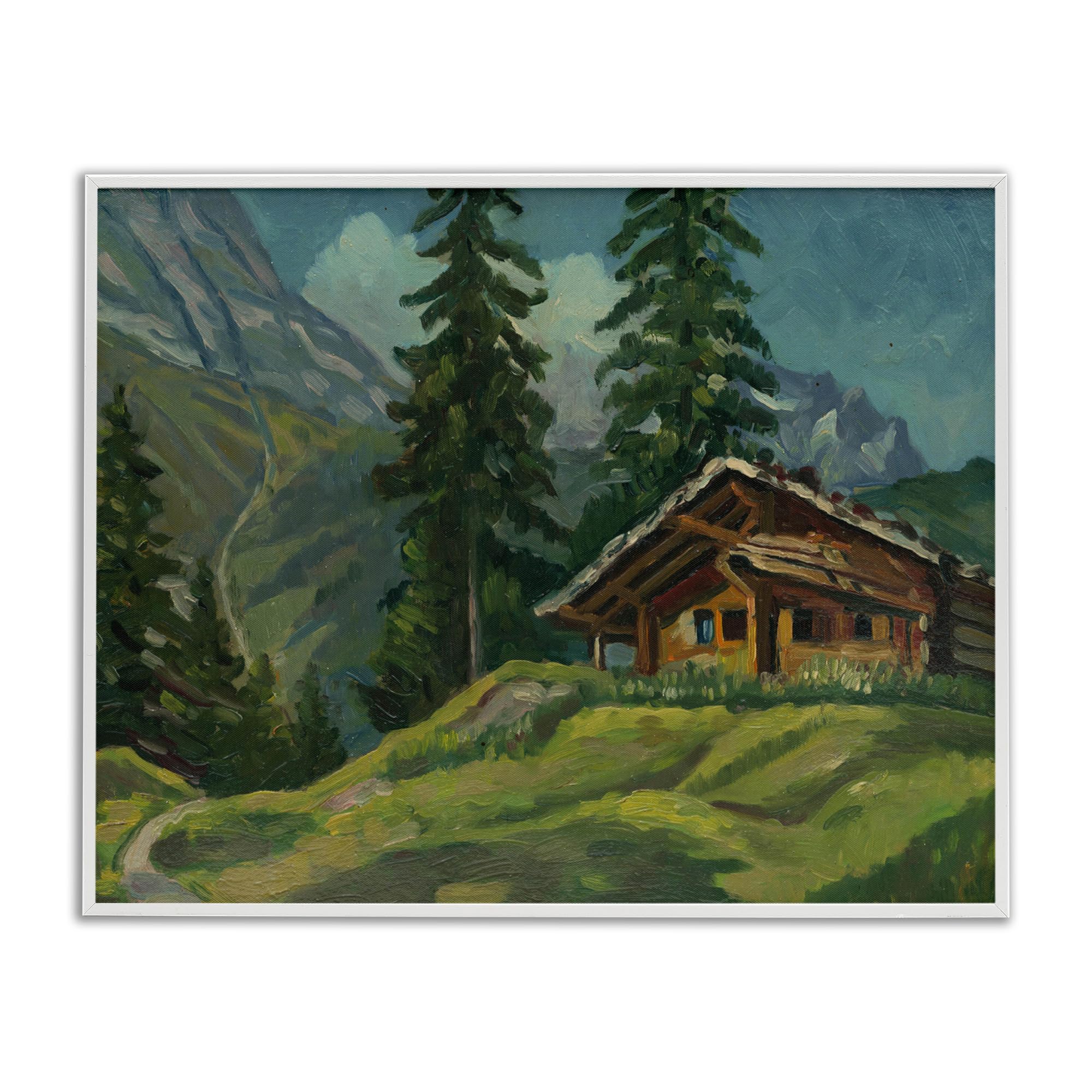 Poster cabin mountain encadré Stupell pour une ambiance calme chez soi