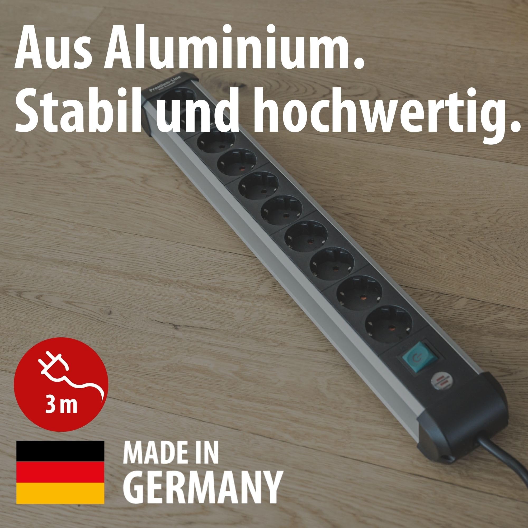 Image secondaire de Multiprise Brennenstuhl 3 m avec 10 Prises CA Intérieures Noir et Argent