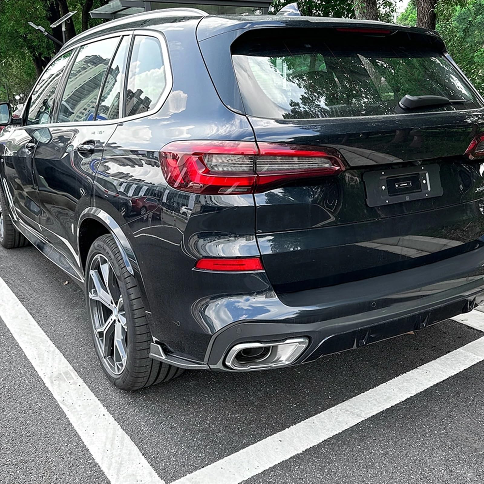spoiler samochód Zewnętrzny tylny zderzak, boczny dolny spojler, osłona narożnika, pasuje do BMW X5 G05, pasuje do M, pasuje do Sport 2019-2023(Glossy Black)