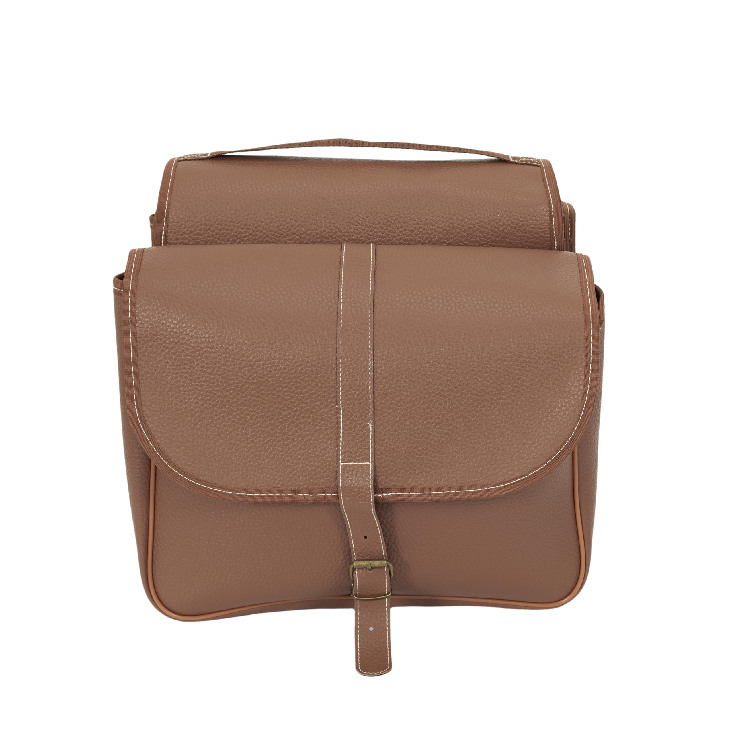 Be Mix Sacoche Double de Vélo en Similicuir 22 L sur Roue Camel | Similicuir, double sacoche, contenance 22 L, fixation sur roue, loisir voyage sport, style classique, camel