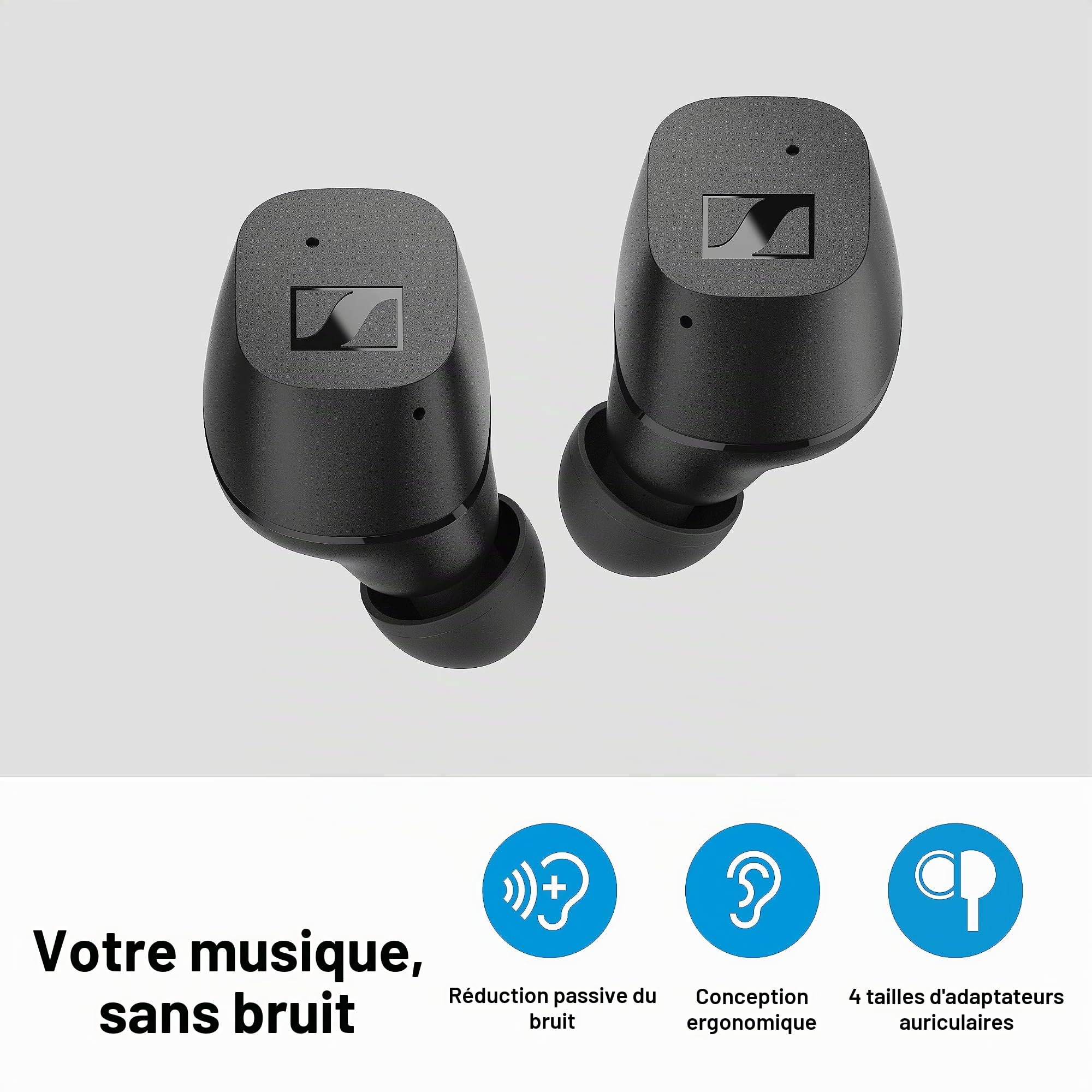 Sennheiser Écouteurs CX True Wireless - Écouteurs intra-auric. BT pour musique et appel, réduction passive de bruit, commandes tactiles personnalisables, IPX4, batterie de 27 h, blanc CX