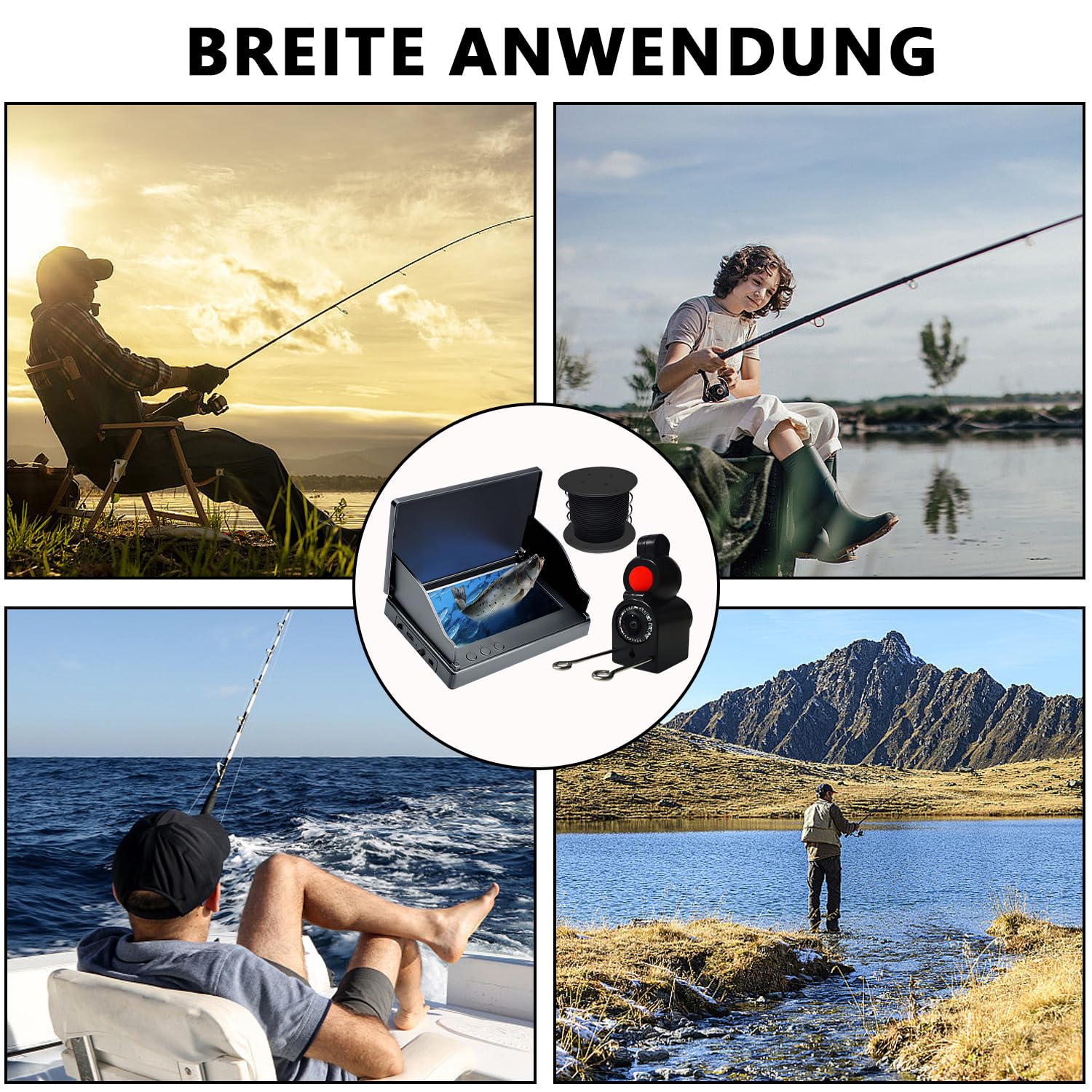 Cámara subacuática para pesca, buscador de peces, cámara con pantalla IPS de 4,3 pulgadas y cable de 30 m, resistente al agua, gran angular de 220°, visión nocturna, cámara de pesca subacuática para