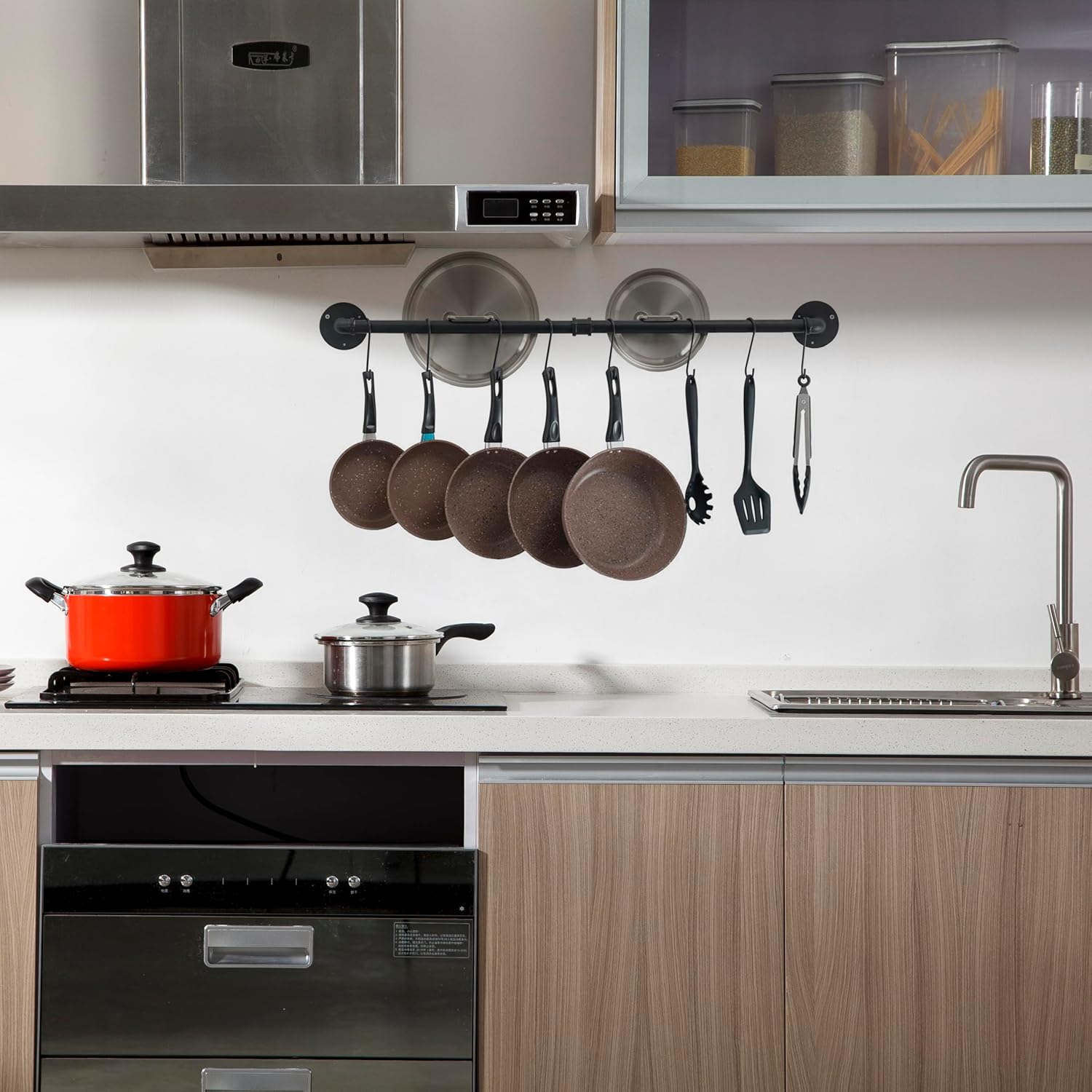 Transform Your Kitchen with a 31-Inch Wall Mounted Pot Rack: Industrial Iron Pipe Hanger with 8 S Hooks Transform Your Kitchen with a 31-Inch Wall Mounted Pot Rack: Industrial Iron Pipe Hanger with 8 S Hooks