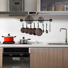 31" Wall Mounted Pot Rack Industrial Supplies Wall Hanger Iron Pipe Kitchen Hanging Rail with 8 S Hooks for Pans, Cookware, Cookware