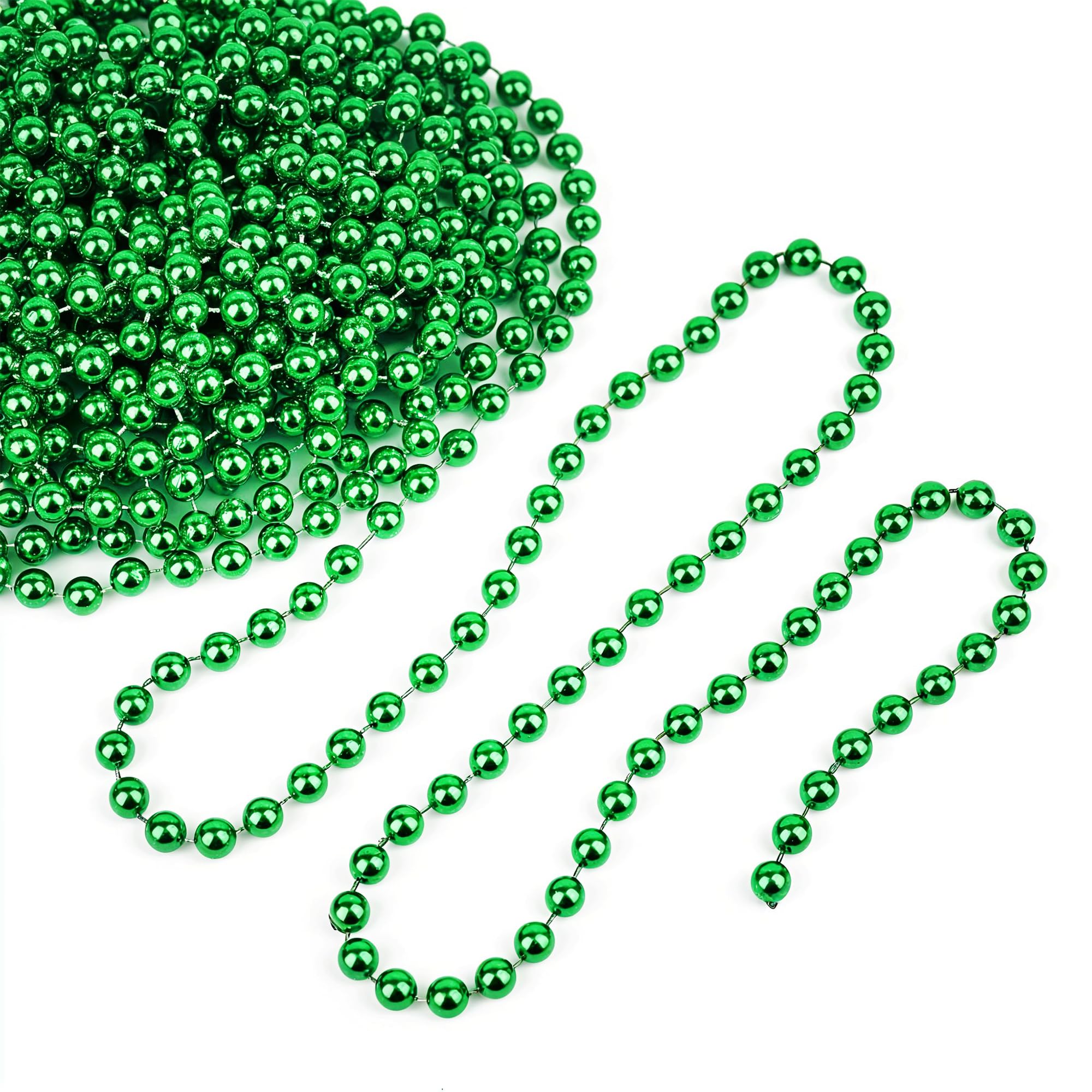 WedDecor 9 Metre Shiny Beaded Garland for Xmas Tree – Pearl String & Bead Chain, Artificial Pearl Tinsel for Xmas Hanging Ornaments, Garland Decor Supplies for Christmas, Valentine’s Day, Green