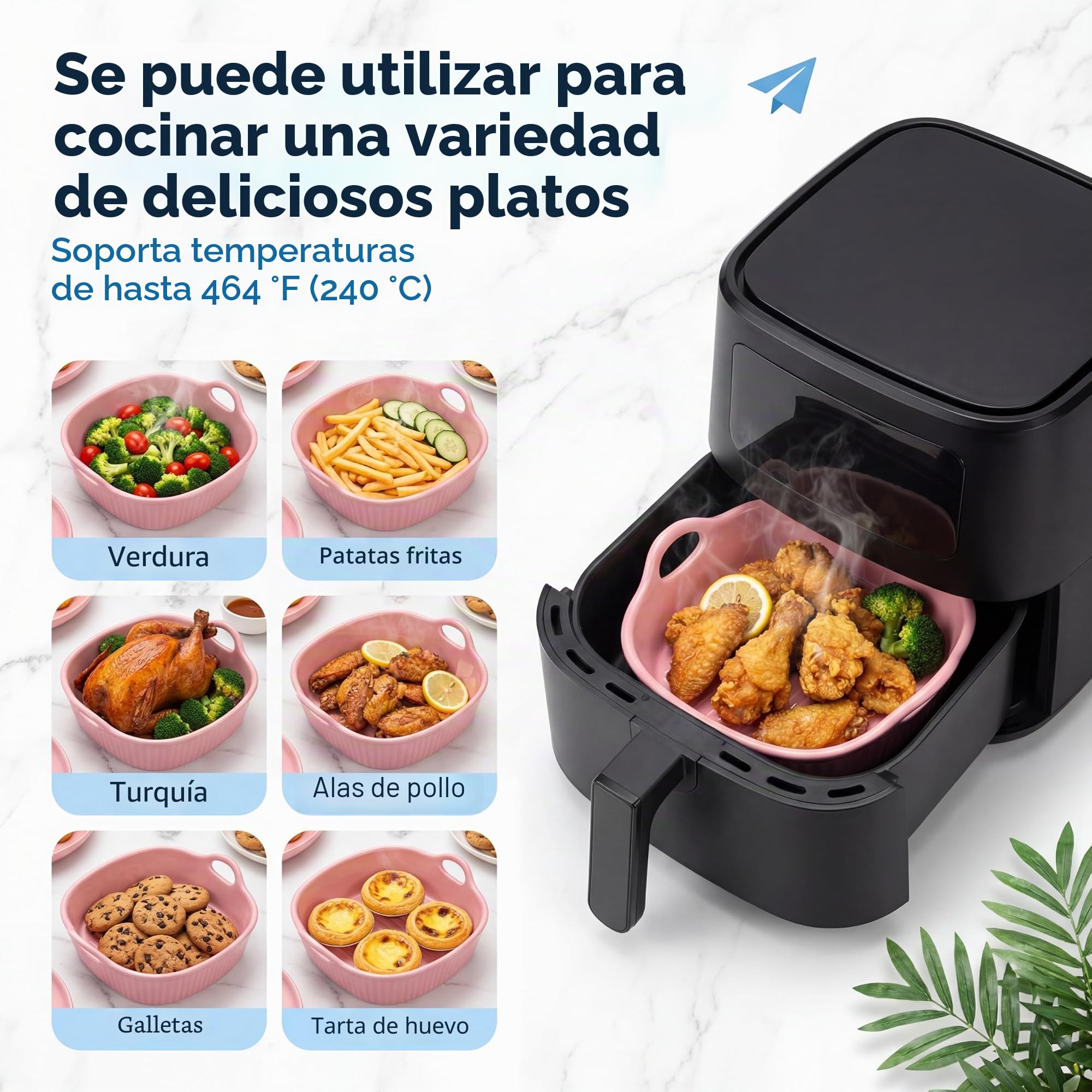 Molde para horno Airfryer, de cerámica, pequeño, con asas de cerámica, forma cuadrada para lasaña, tiramisú, 20 x 20 cm