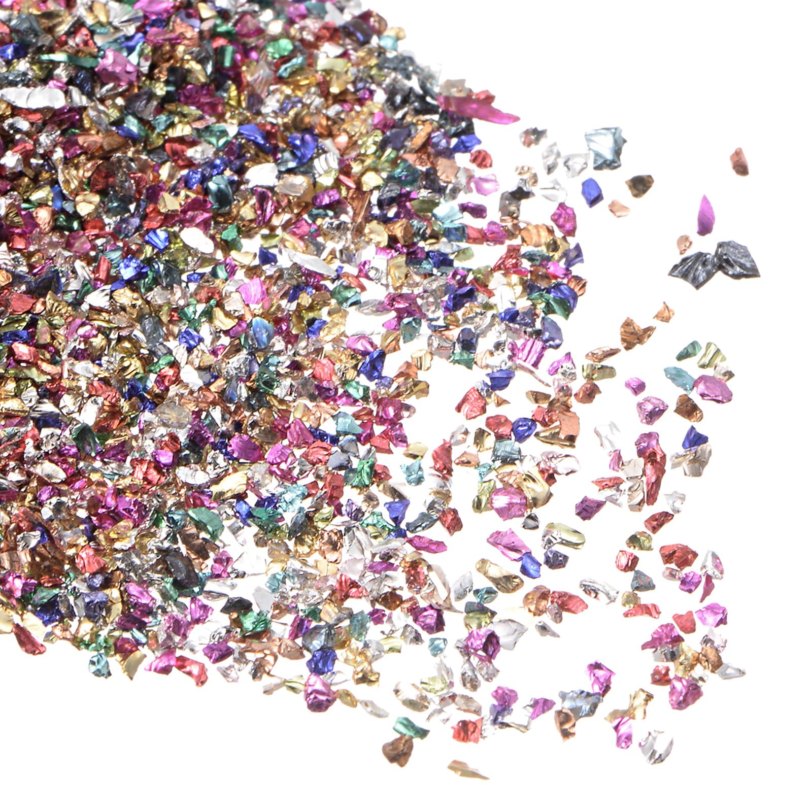 Kozelo Crushed Glass Chips - [1-3mm x 20g] Irregular Metallic Glass Colorful for DIY Decoration Nail Art Use, Electroplated Surface
