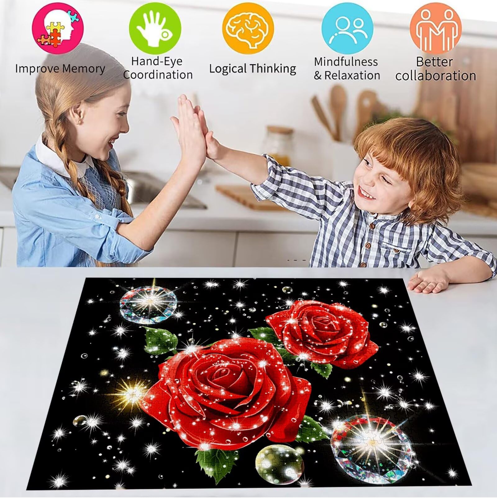 Puzzle 5000 Pezzi, 3 4 5 Anni Puzzle Rosa 6 7 8 Anni Giochi Educativi Sostenibili Con Motivi Per Adulti Da Gioco in Legno Di Alta Qualità Jigsaw Fiore per Gioco Familiare, 2026 Regalo Natale H-1655