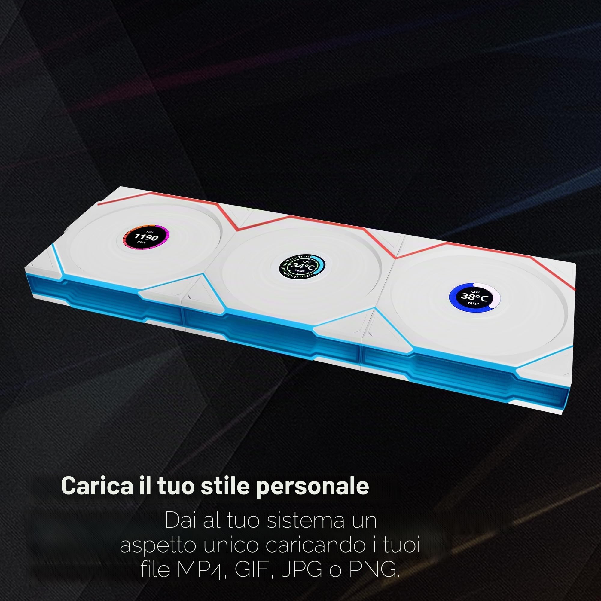 Lian Li UNI FAN TL Wireless LCD Ventola 120 mm RGB – Confezione da 3 pezzi Bianco | PWM 26 LED ARGB fino a 1.900 giri/min, sistema a incastro, flusso d'aria elevato, silenzioso e a bassa vibrazione