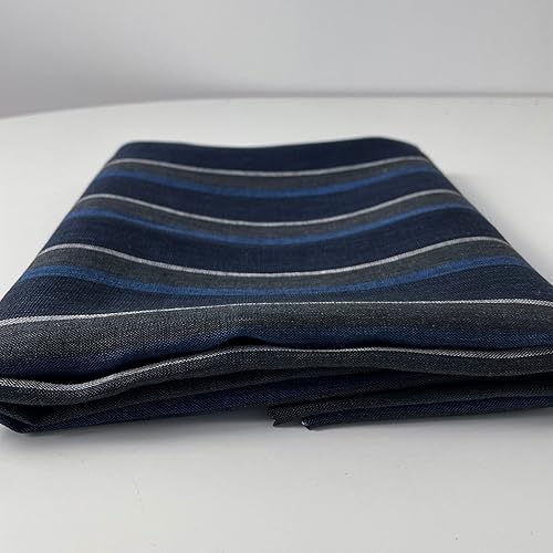 Miniatura 9 de Tela de lino azul marino con rayas grandes, calidad premium, uso versátil, ideal para decoración del hogar, tapicería y proyectos de moda