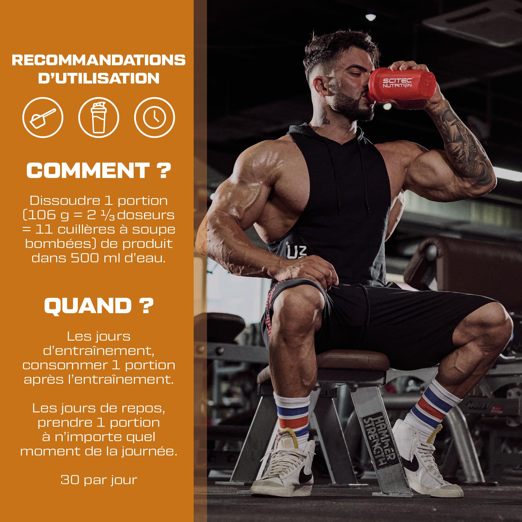 Scitec Nutrition 100% Beef Muscle, Boisson protéinée en poudre aromatisée avec hydrates de carbone, L-leucine et édulcorants, sans lactose, sans gluten, à faible teneur en sucre, 3180 g, Chocolat