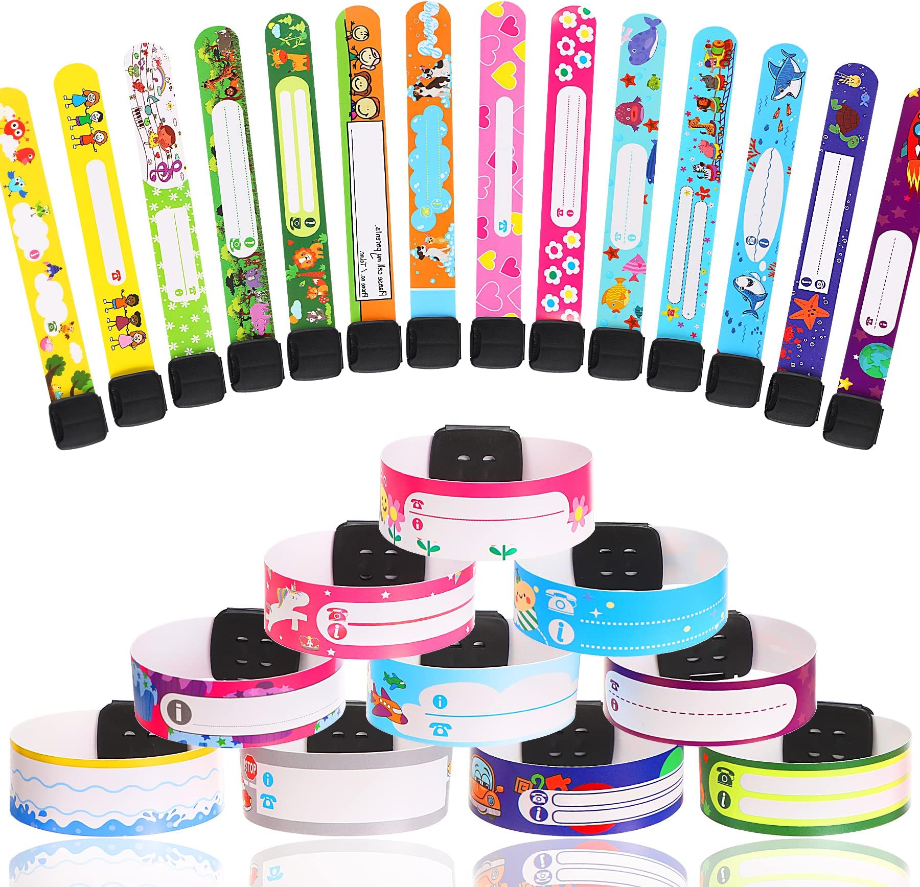 MARFOREVER 24 Pcs Children Safety ID Wristband Reusable Child Identification